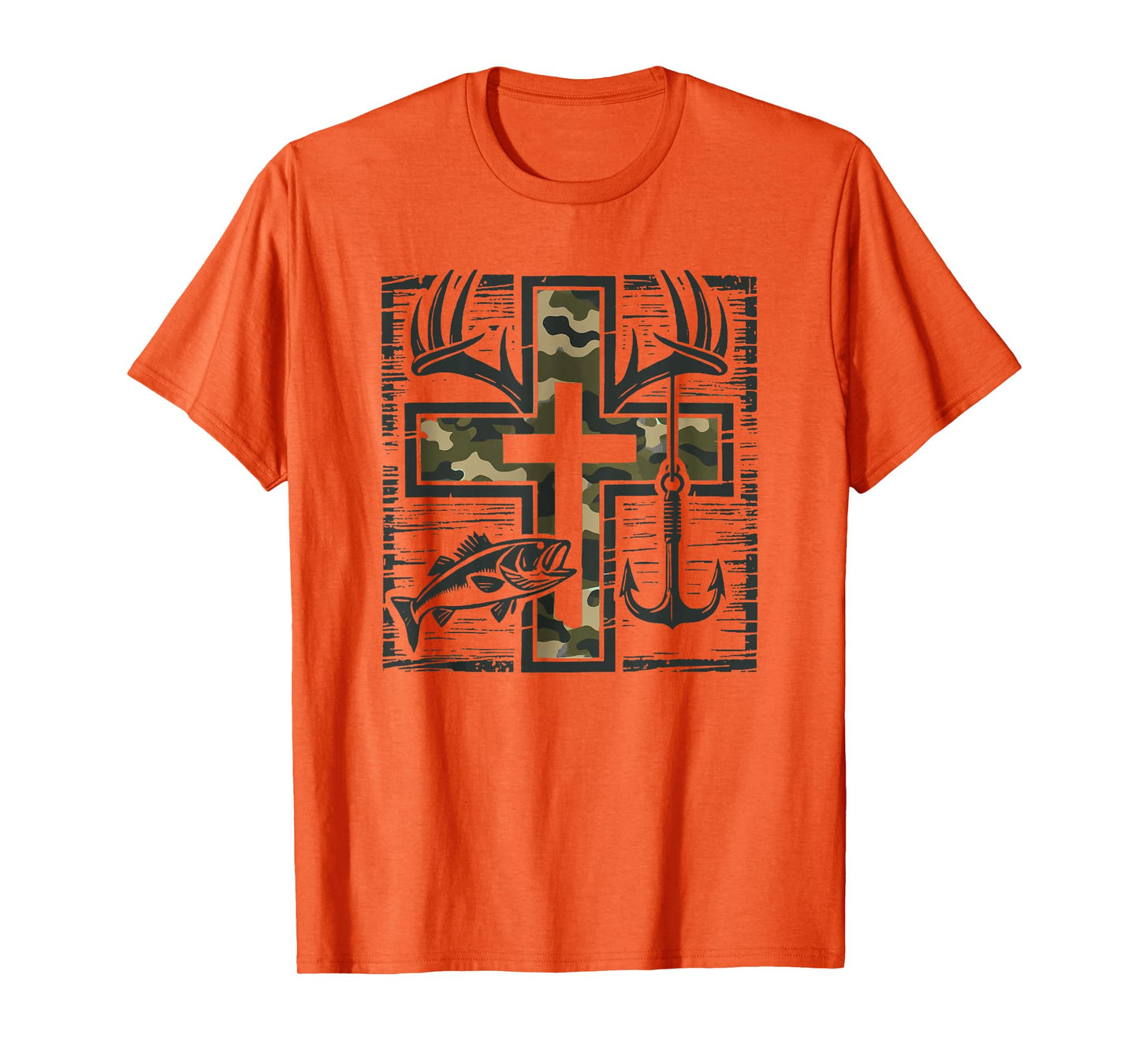 Jesus Camo Cross Shirt With Fish Christian Gift T-Shirt