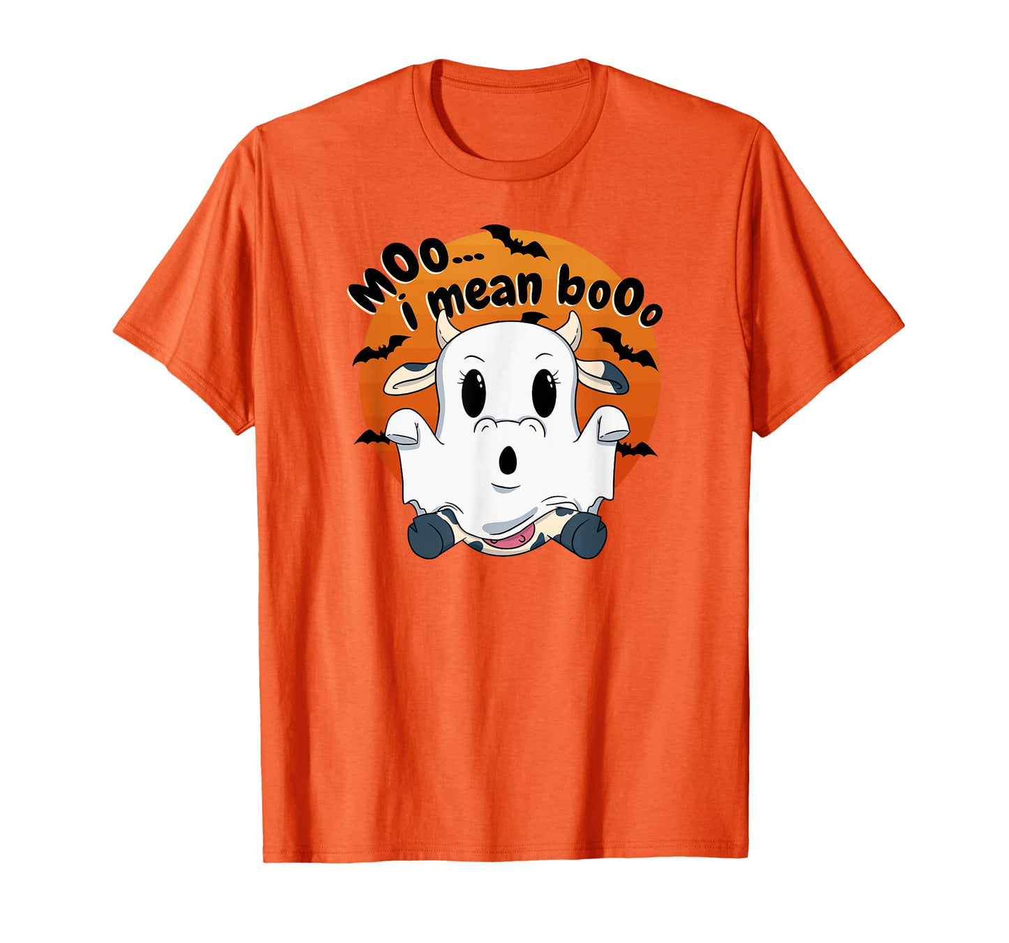 Moo I Mean Boo Cow Costume Happy Halloween Ghost Cow T-Shirt