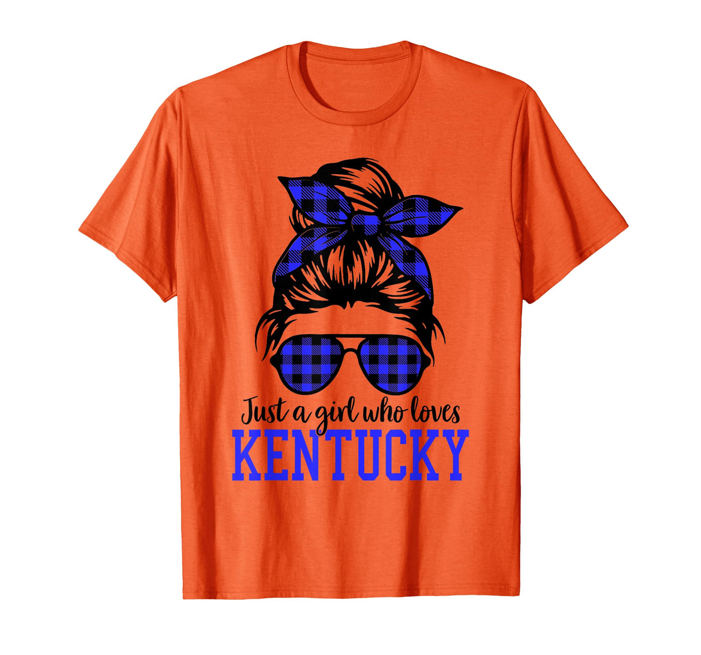Kentucky Women Girls Messy Bun Hair, Kentucky State Pride T-Shirt