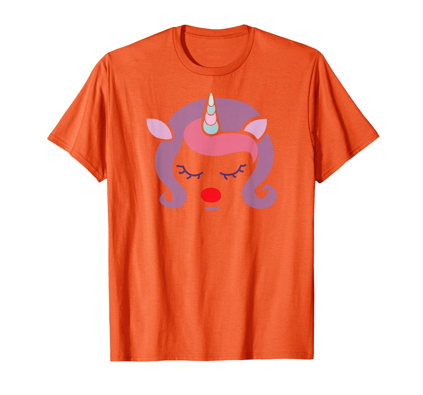 Unicorn Face Cute Christmas Santa Reindeer Funny T-Shirt
