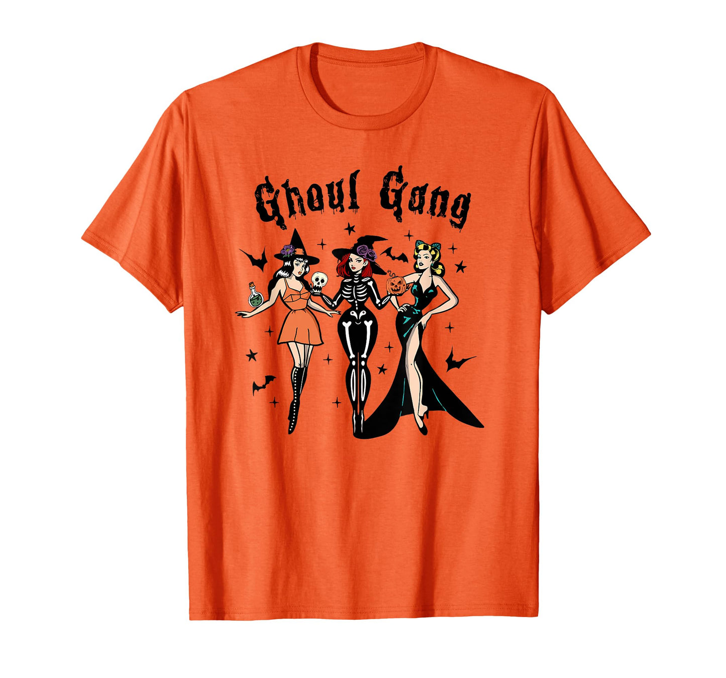 Ghoul Gang Retro Pin Up Halloween Witches Party Men Women Kids T-Shirt