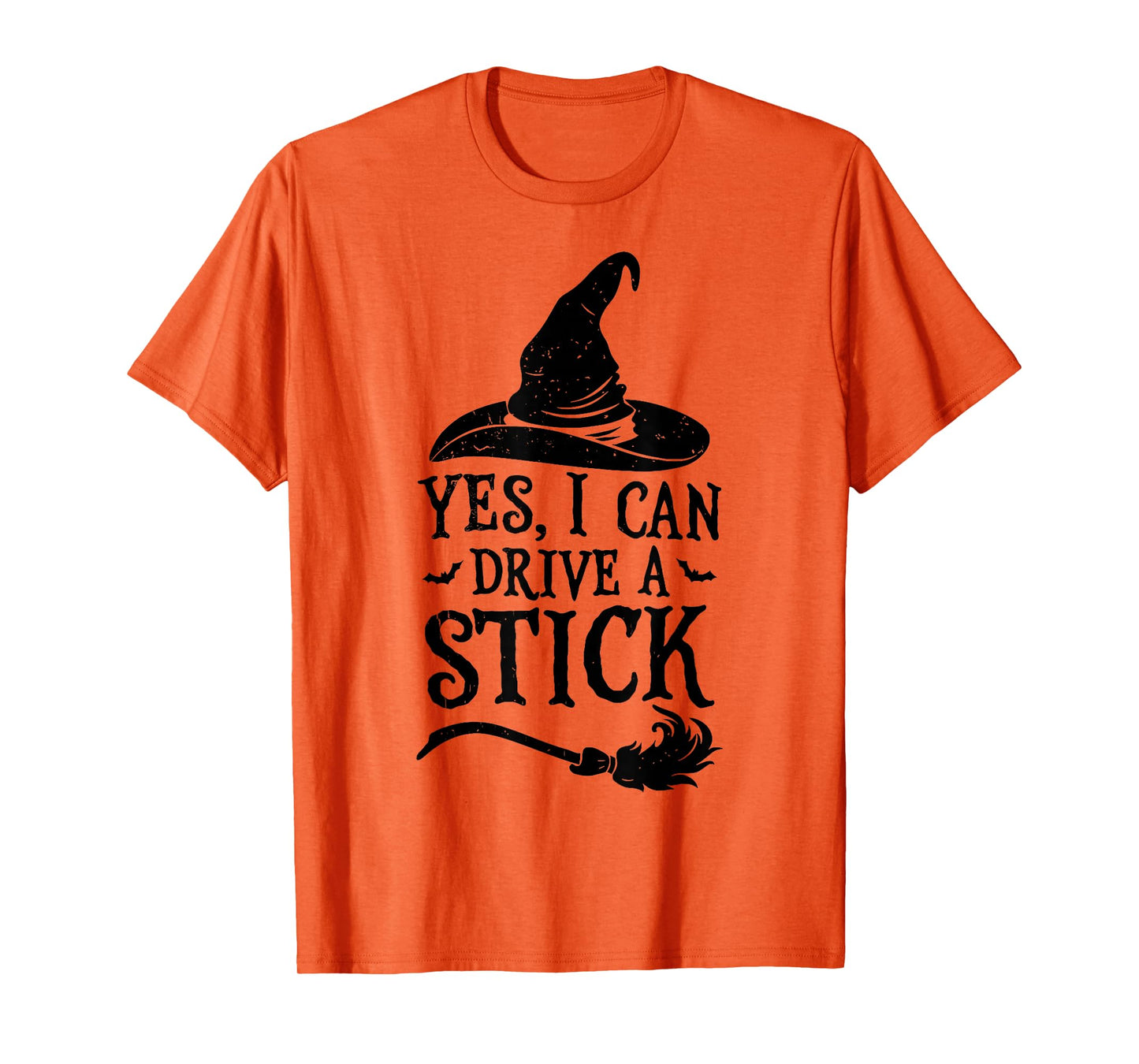 Yes I Can Drive A Stick Funny Halloween Witch Broom Quote T-Shirt