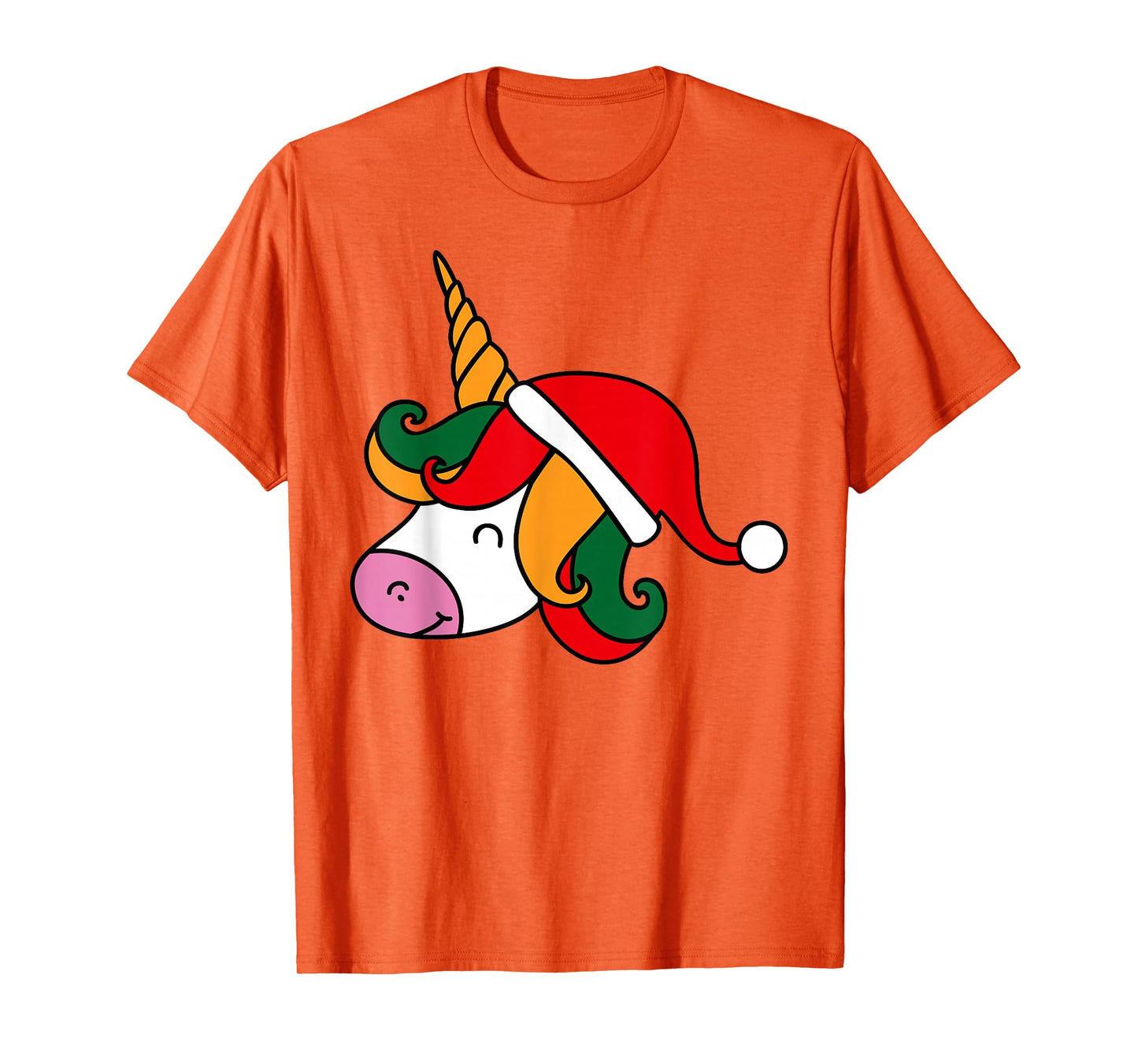 Unicorn Face with Santa Hat Cute Christmas T-Shirt