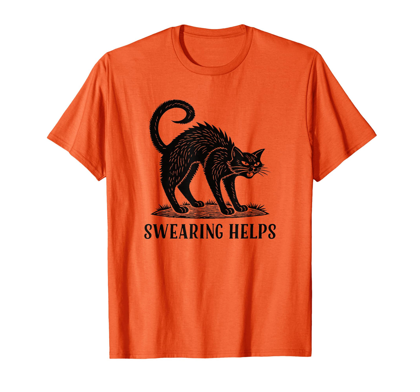 Swearing Helps Halloween Black Cat T-Shirt