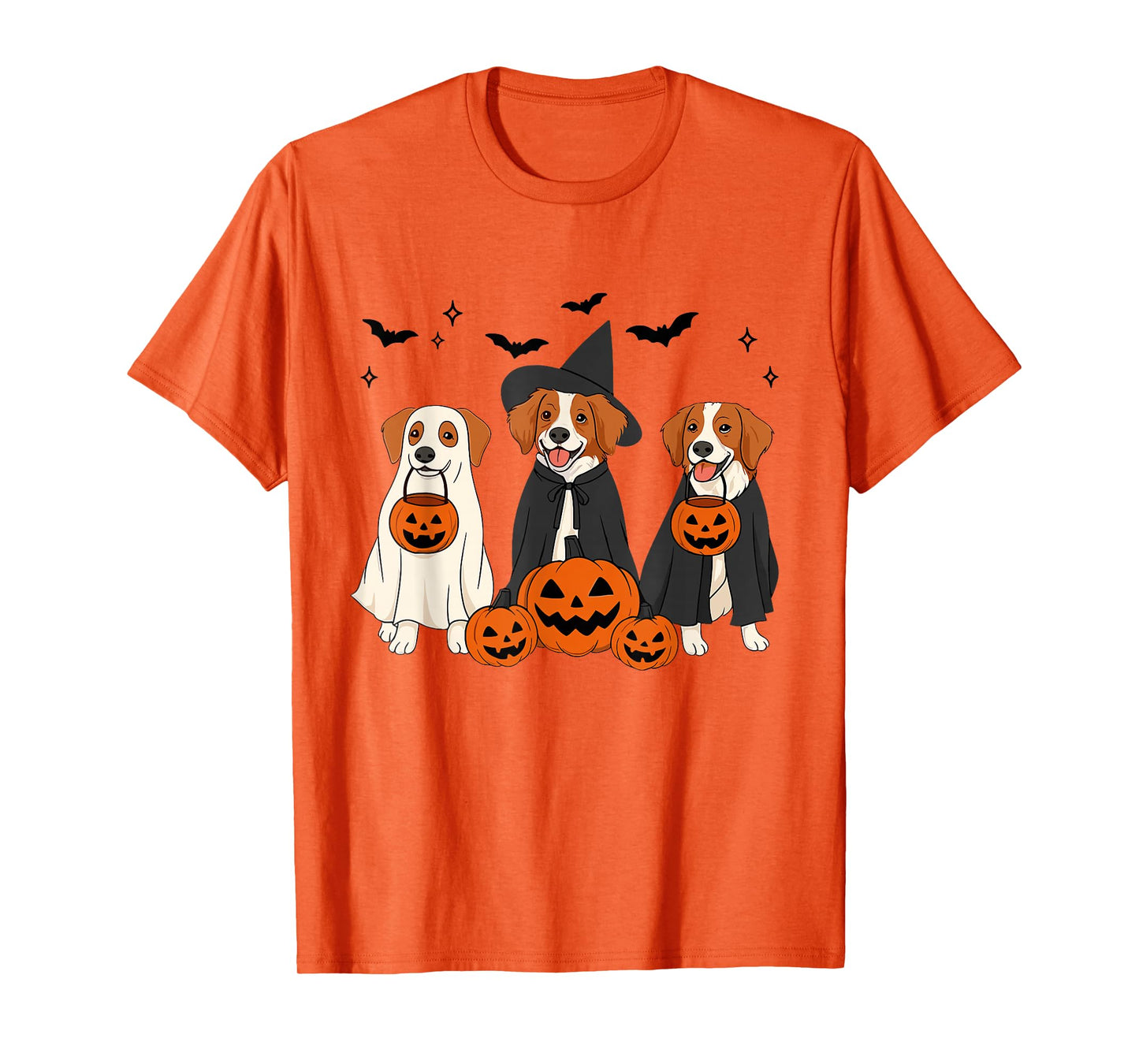 Witch Brittany Spaniel Dog Halloween Ghost Brittany Dog Mom T-Shirt