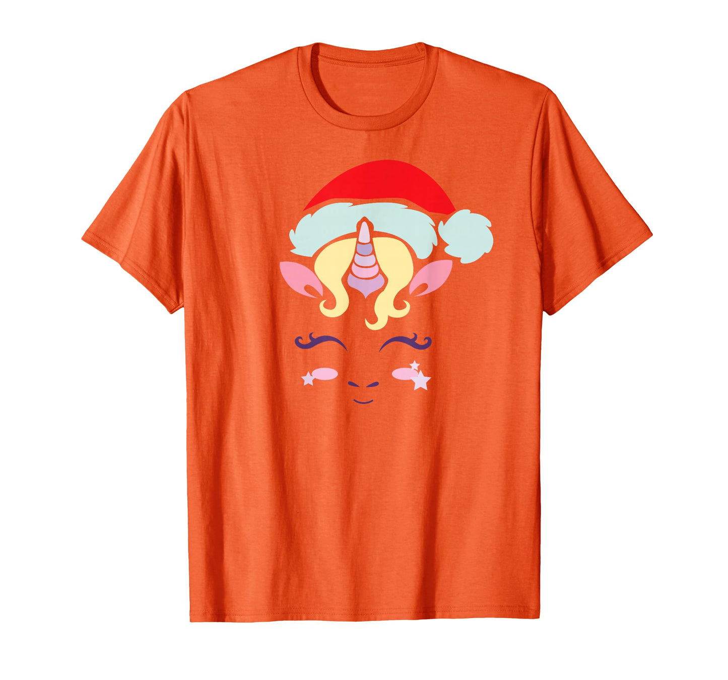 Unicorn Face Cute Christmas Santa Hat Funny T-Shirt