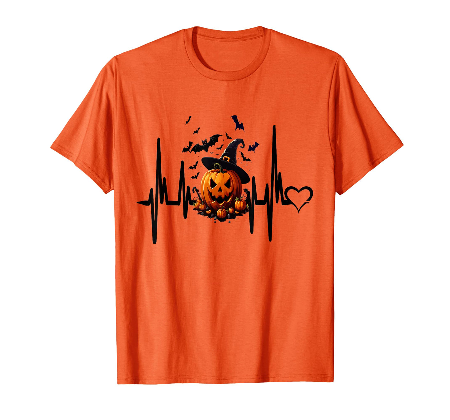 Funny Pumpkin Heartbeat Halloween for Women Men Kids T-Shirt