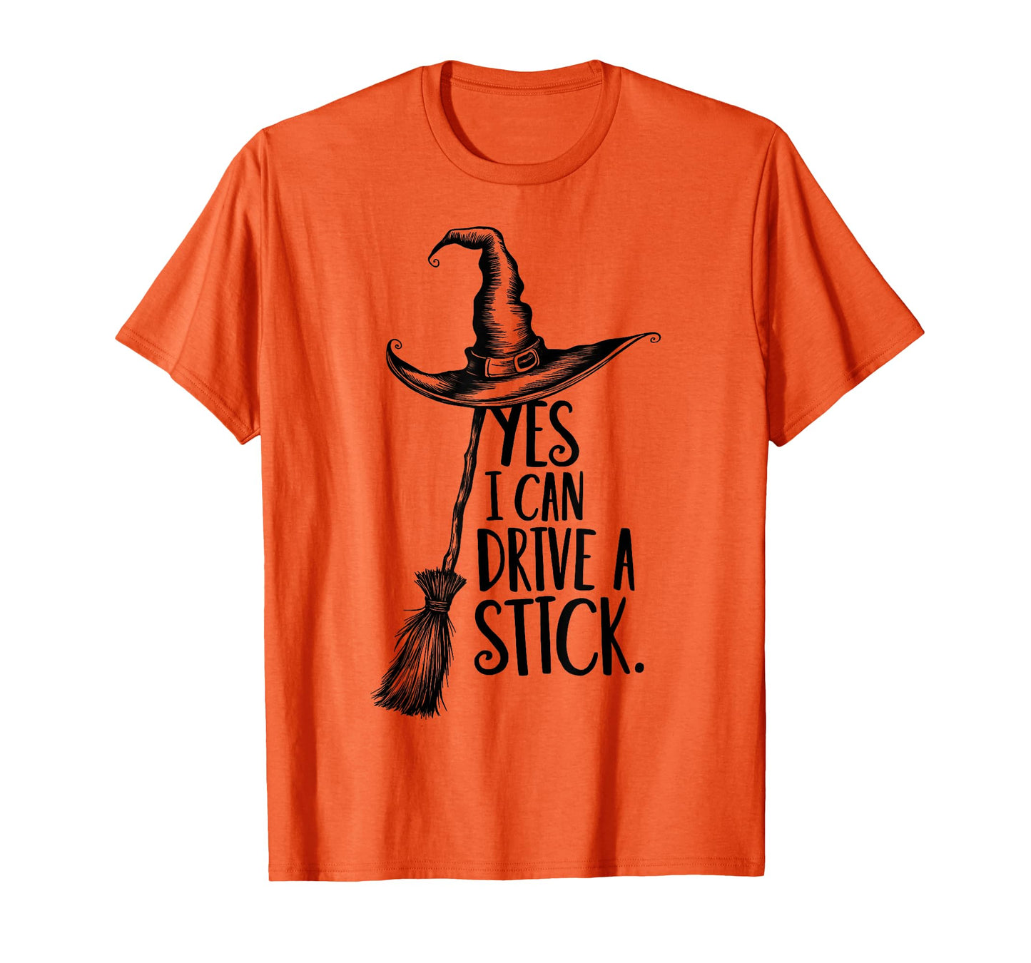 Yes I Can Drive A Stick Funny Halloween Spooky Witch T-Shirt