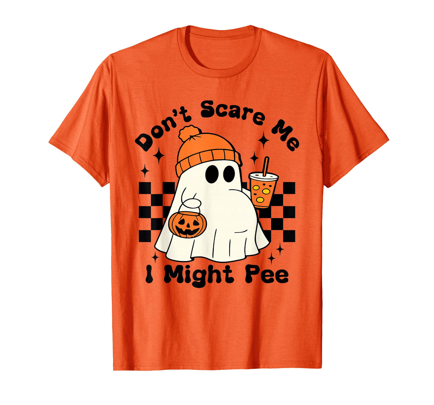 Don't Scare Me I Might Pee Funny Halloween Pregnant Ghost T-Shirt