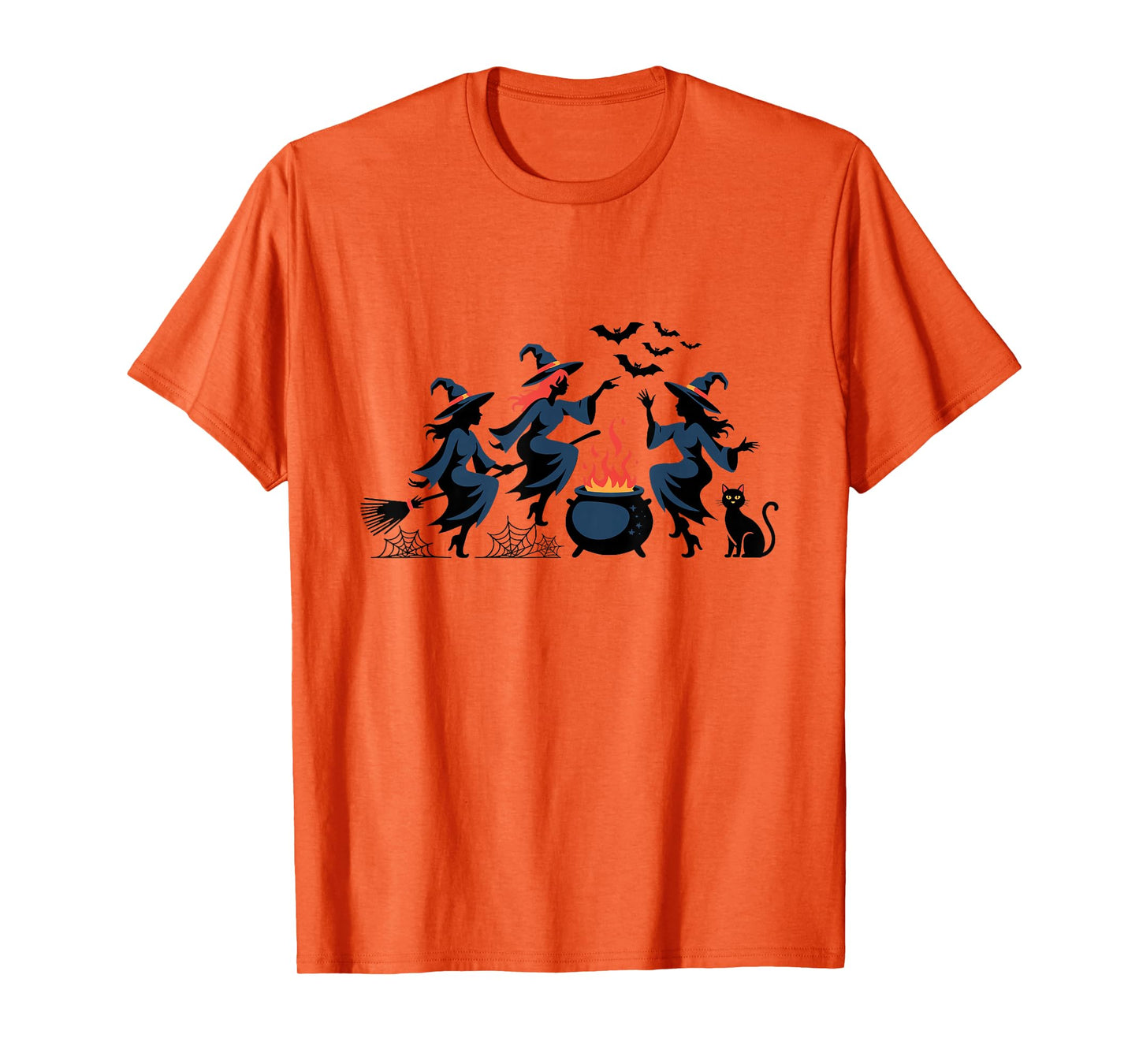 Salem Witch Halloween Black Cat Witch Broom Witch Club Women T-Shirt