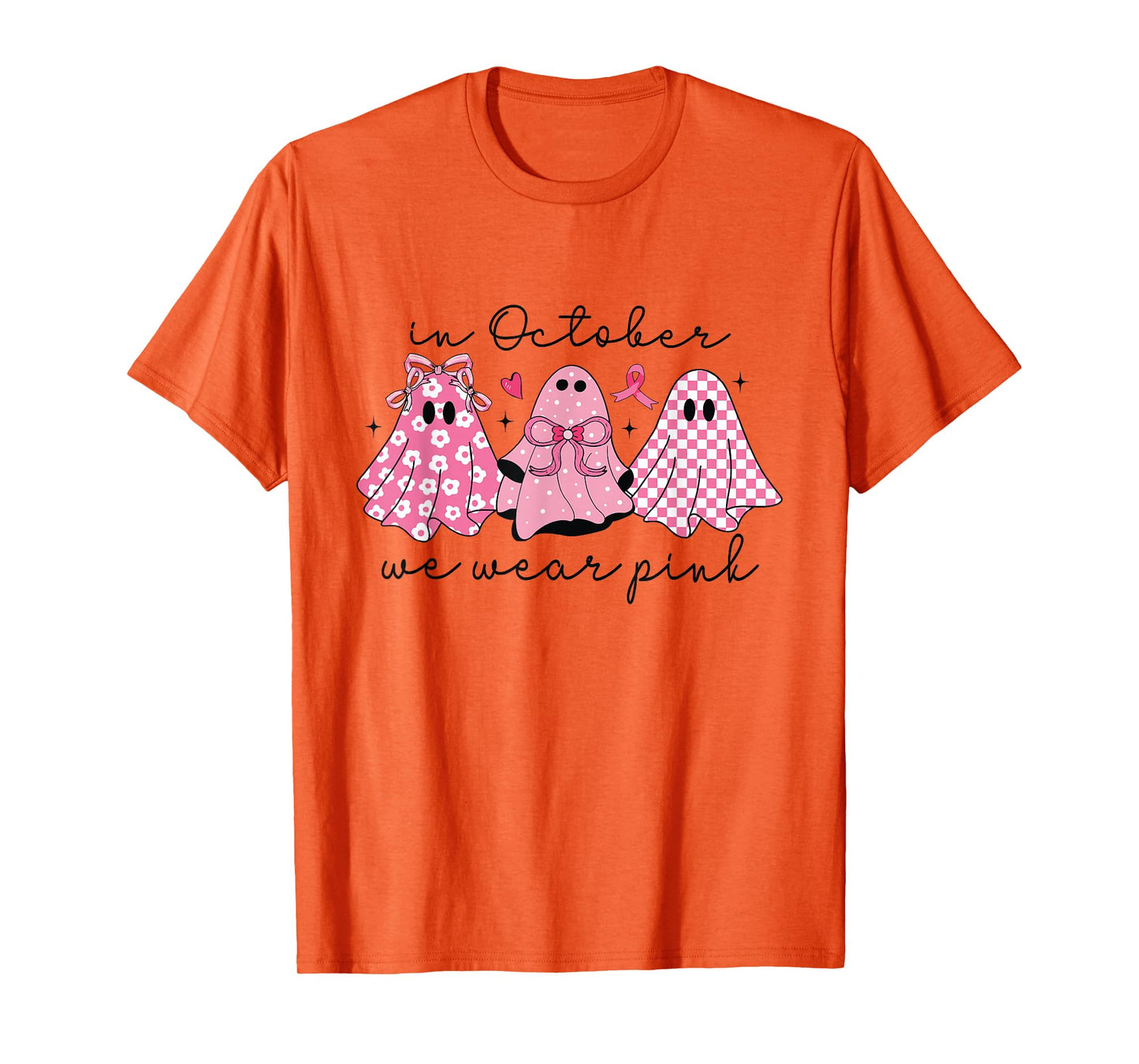 in October We Wear Pink Coquette Breast Cancer Halloween T-Shirt