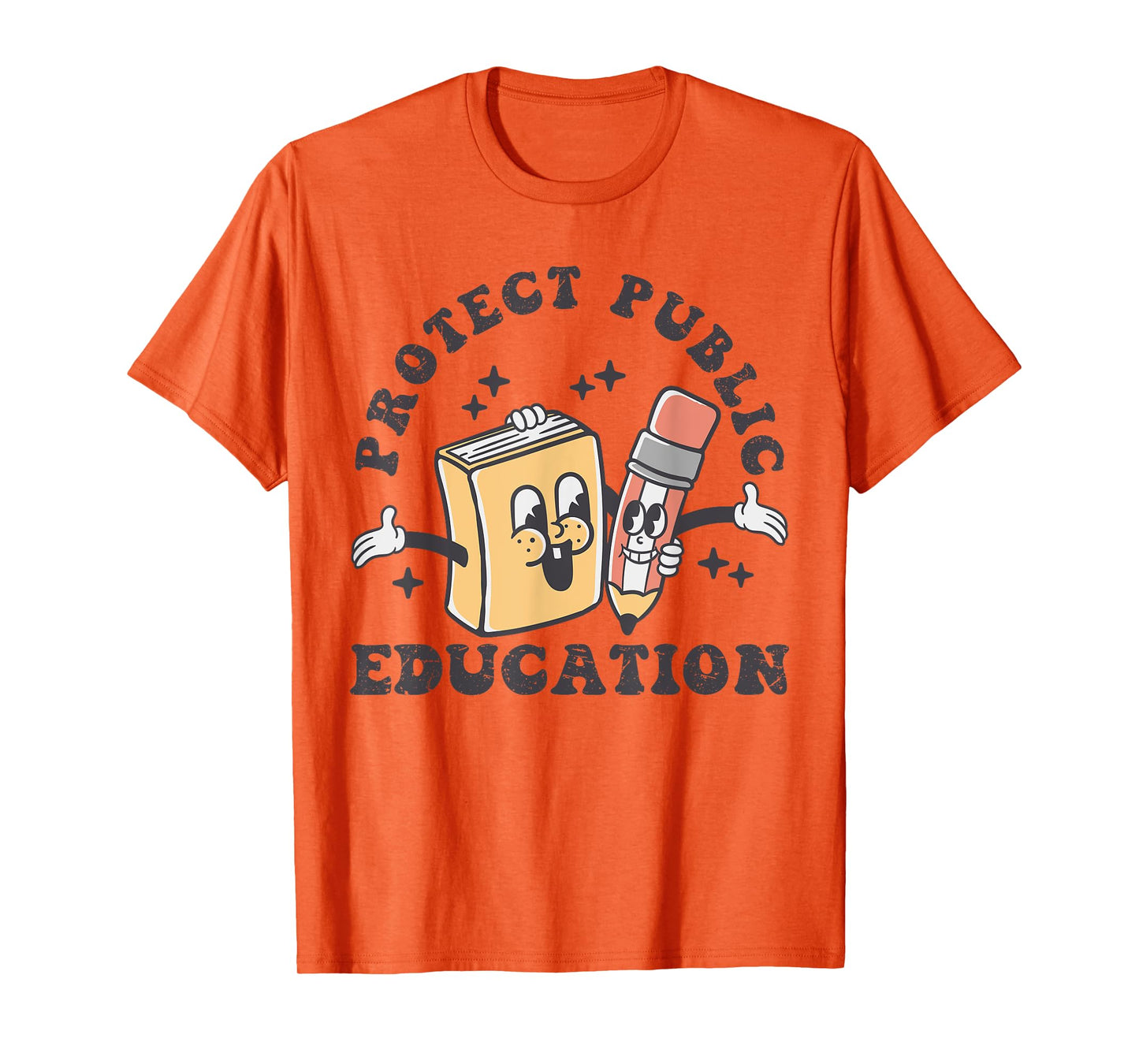 Protect Public Education Groovy Retro Design School Tee T-Shirt