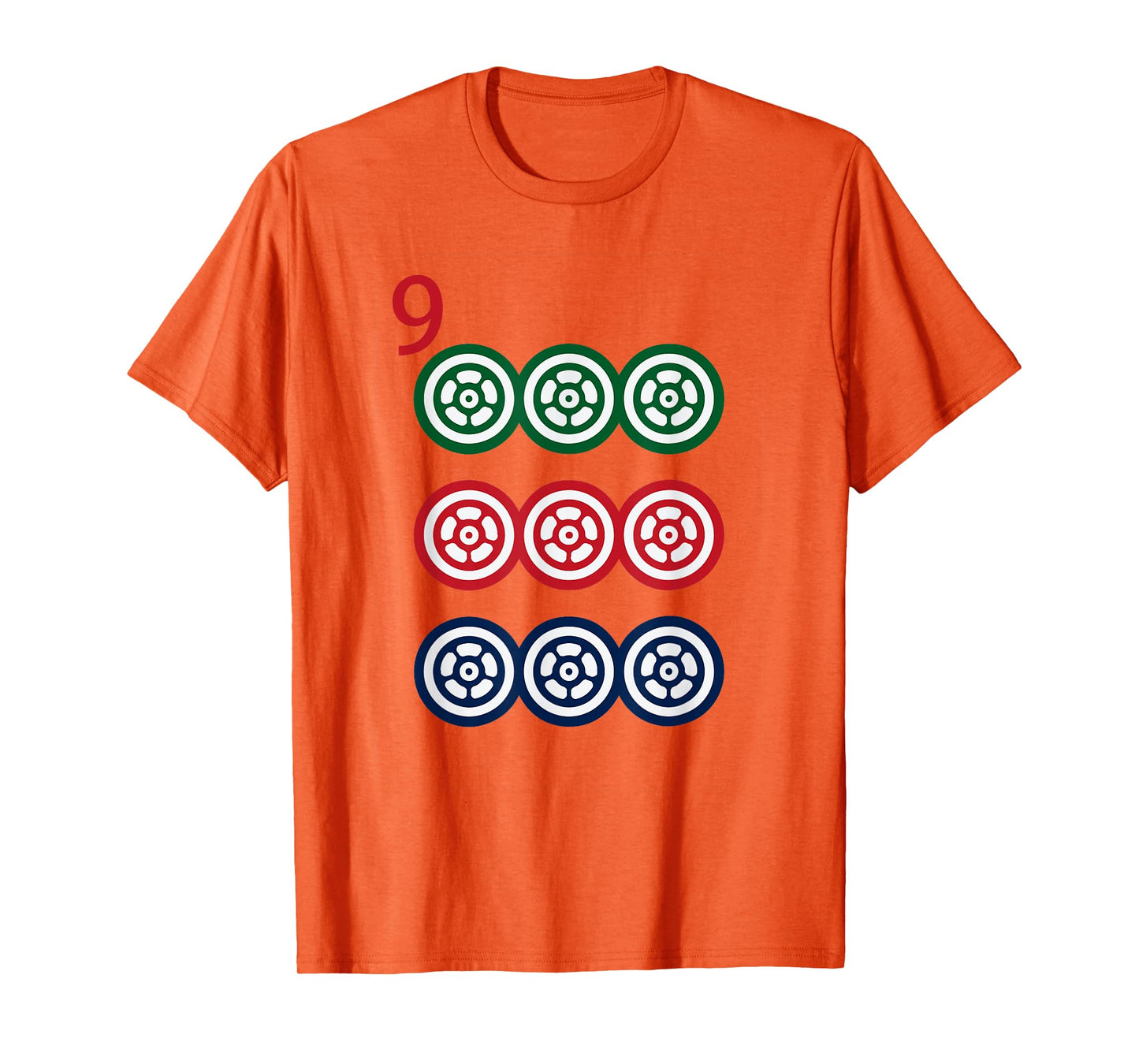 Chinese Mah Jong Dots Pinzu Nine Tile Mahjong Costume T-Shirt