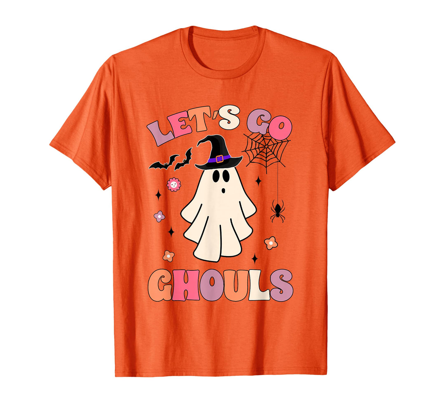 Funny Ghost Spooky Halloween Costume Groovy Let's Go Ghouls T-Shirt