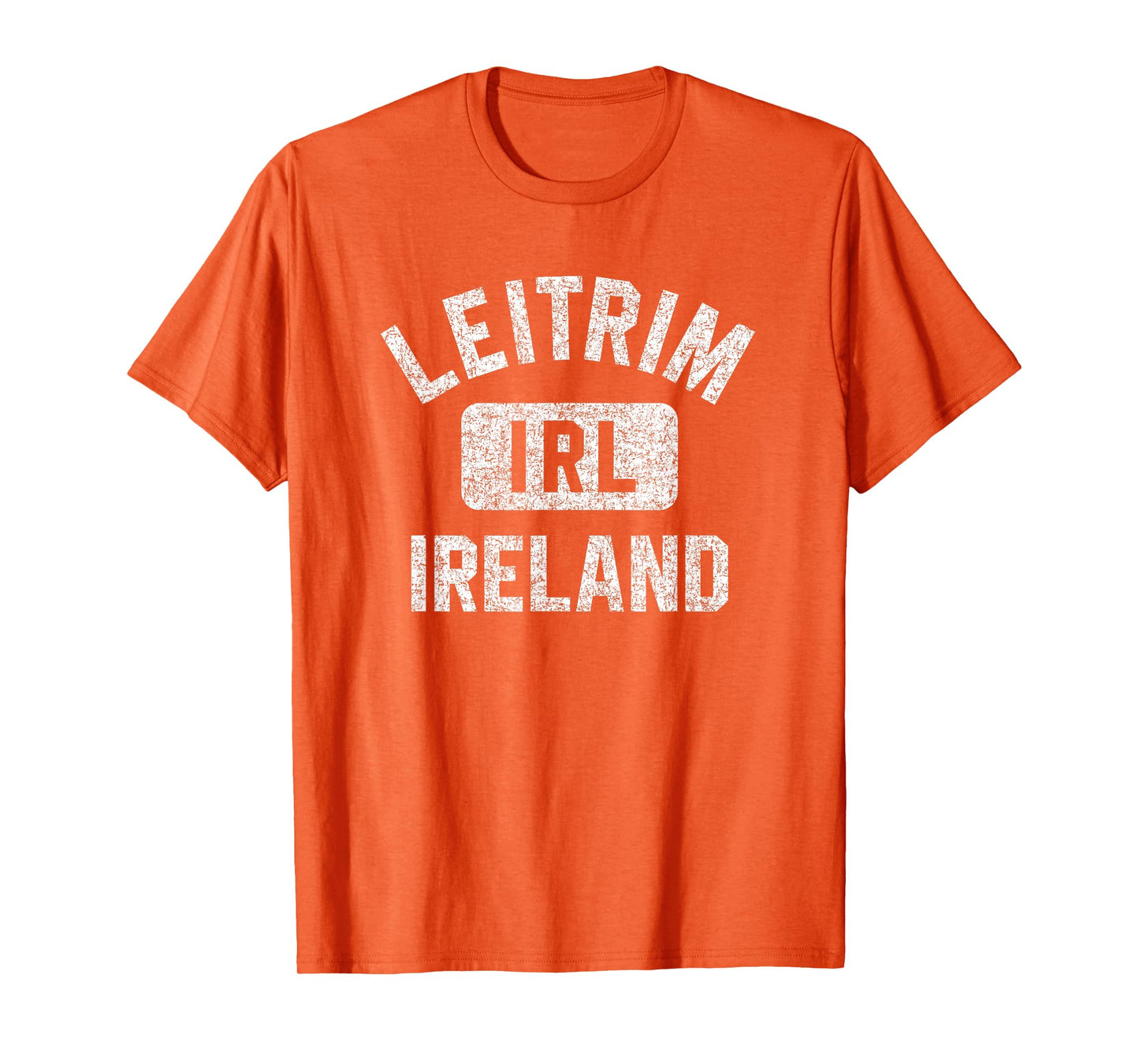 Leitrim Ireland IRL Gym Style Green w Distressed White Print T-Shirt
