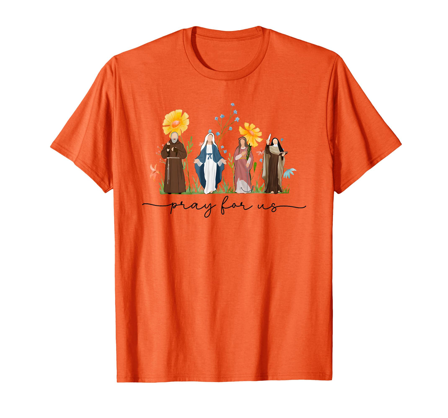 Catholic Saints Floral Women Religious Men Women Kids T-Shirt