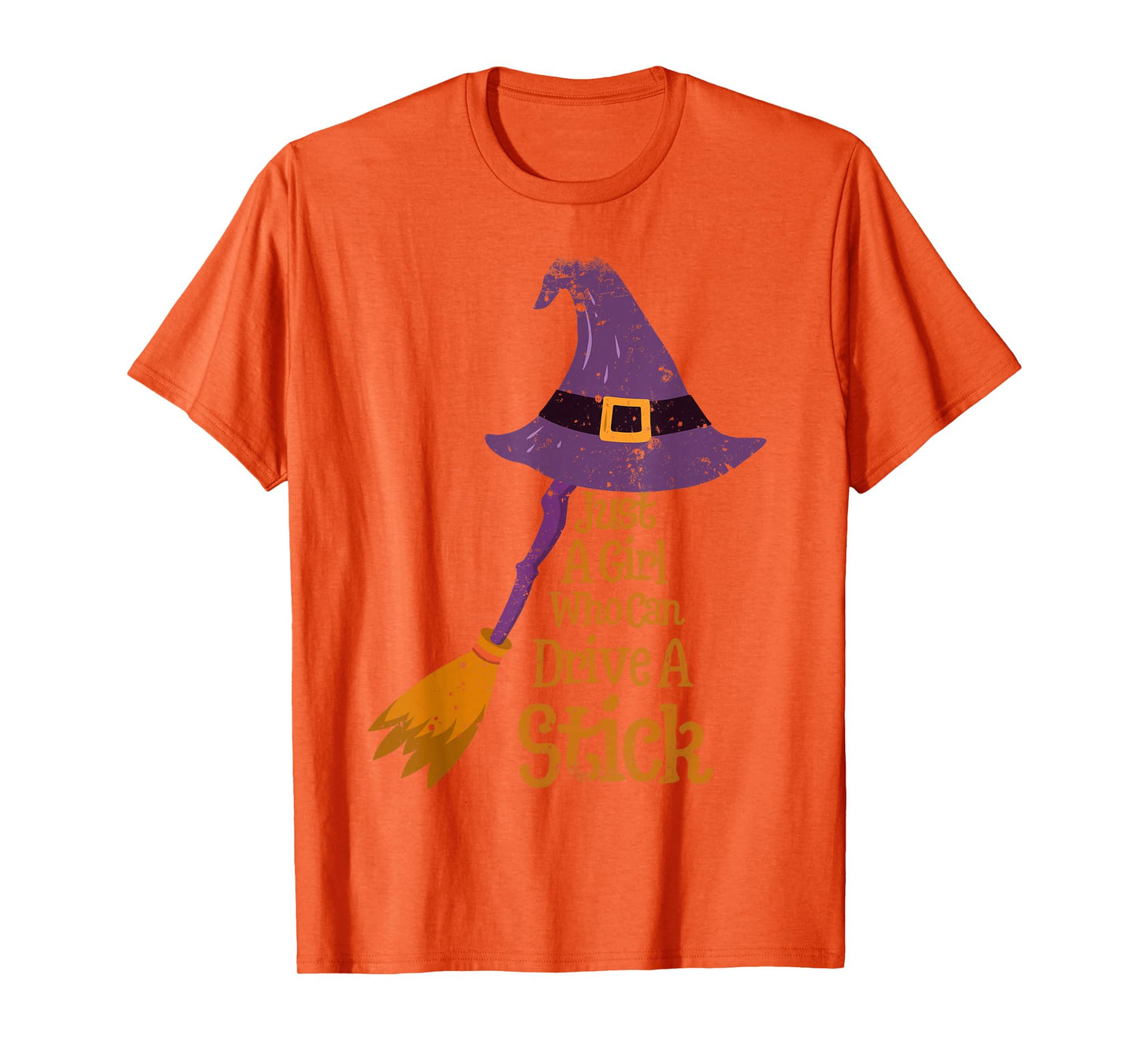 Just A Girl Who Can Drive A Stick Halloween Spooky Witch T-Shirt
