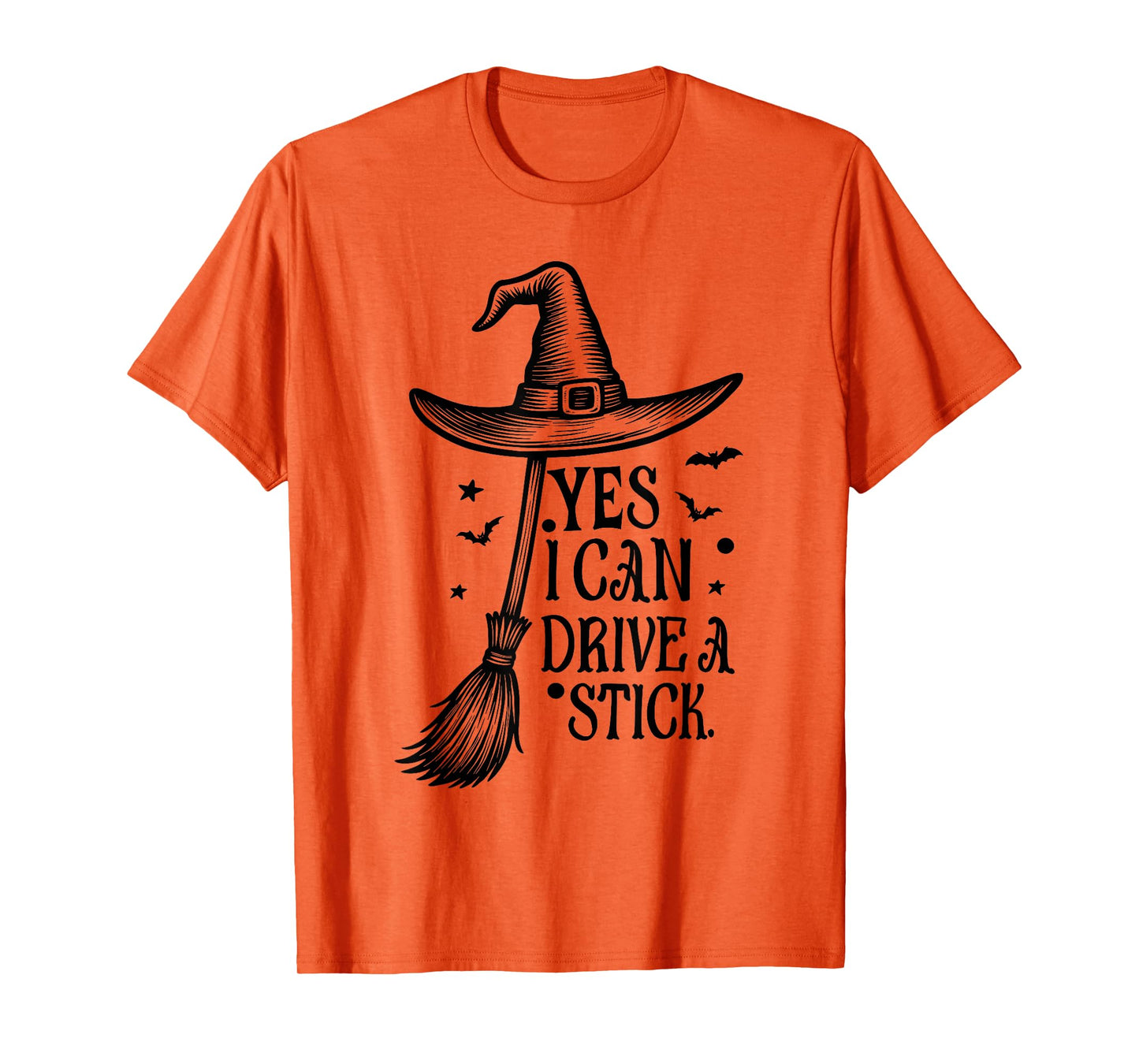 Yes I Can Drive A Stick Funny Halloween Spooky Witch T-Shirt