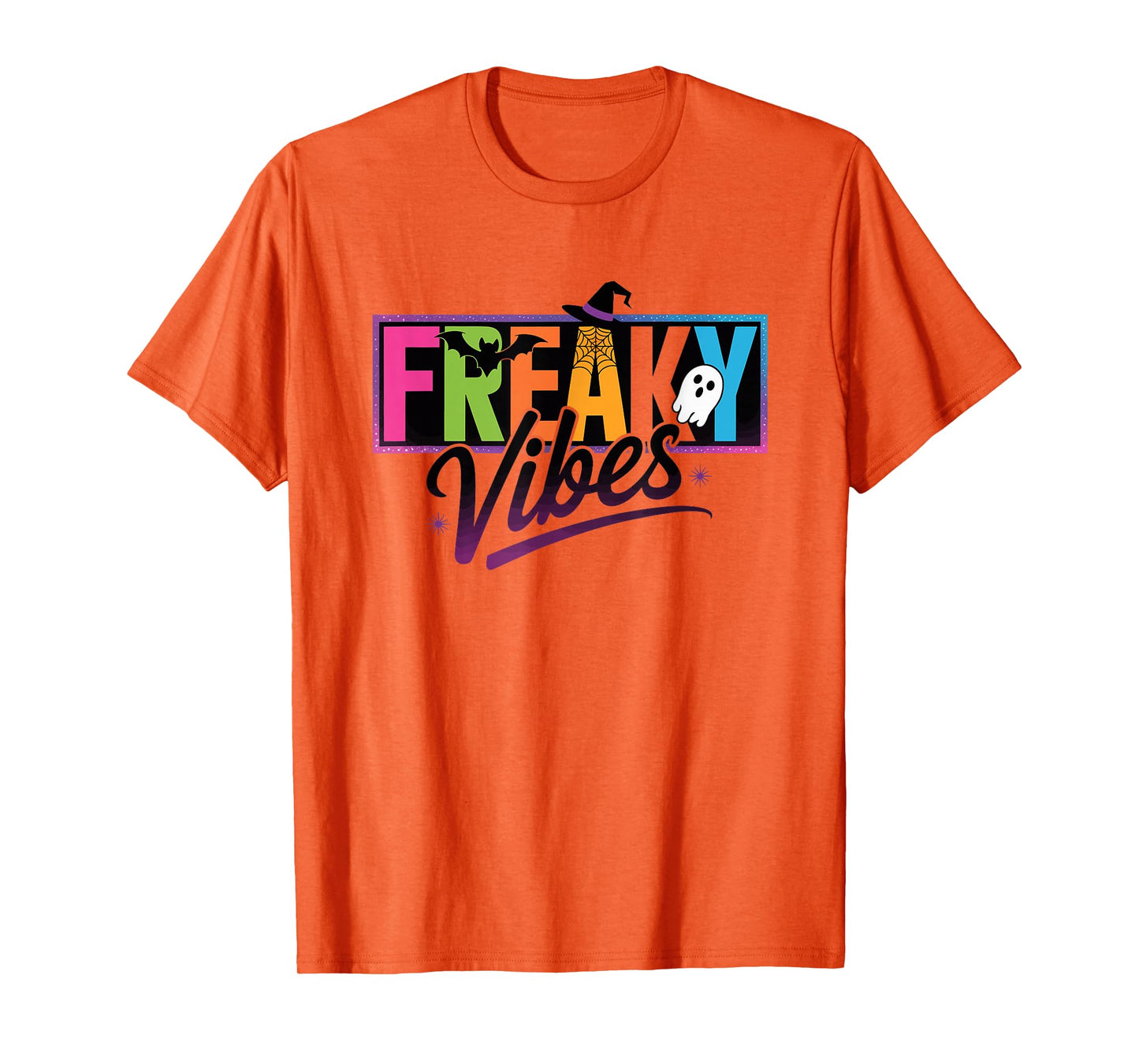 Freaky Vibes Colourful Retro Halloween T-Shirt