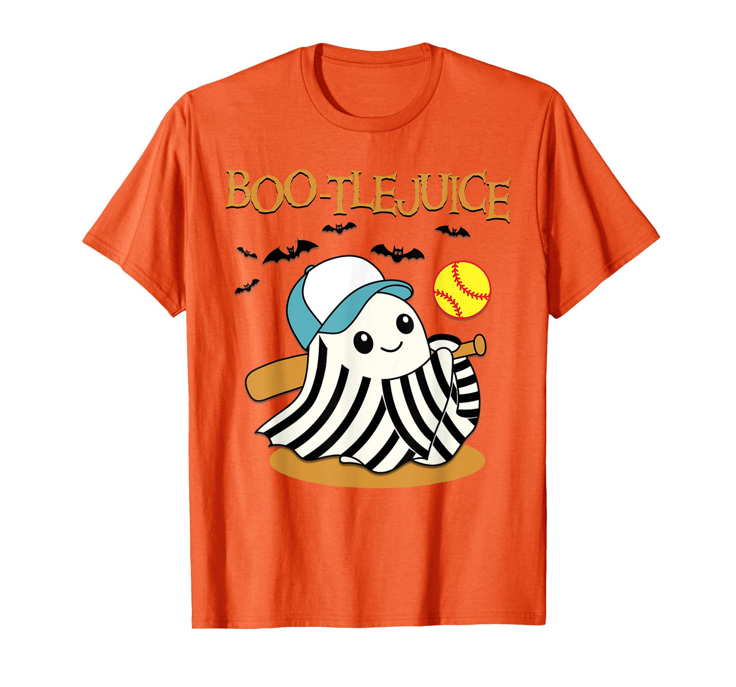 Boo-tlejuice Ghost Playing Softball Mom Girls Halloween T-Shirt