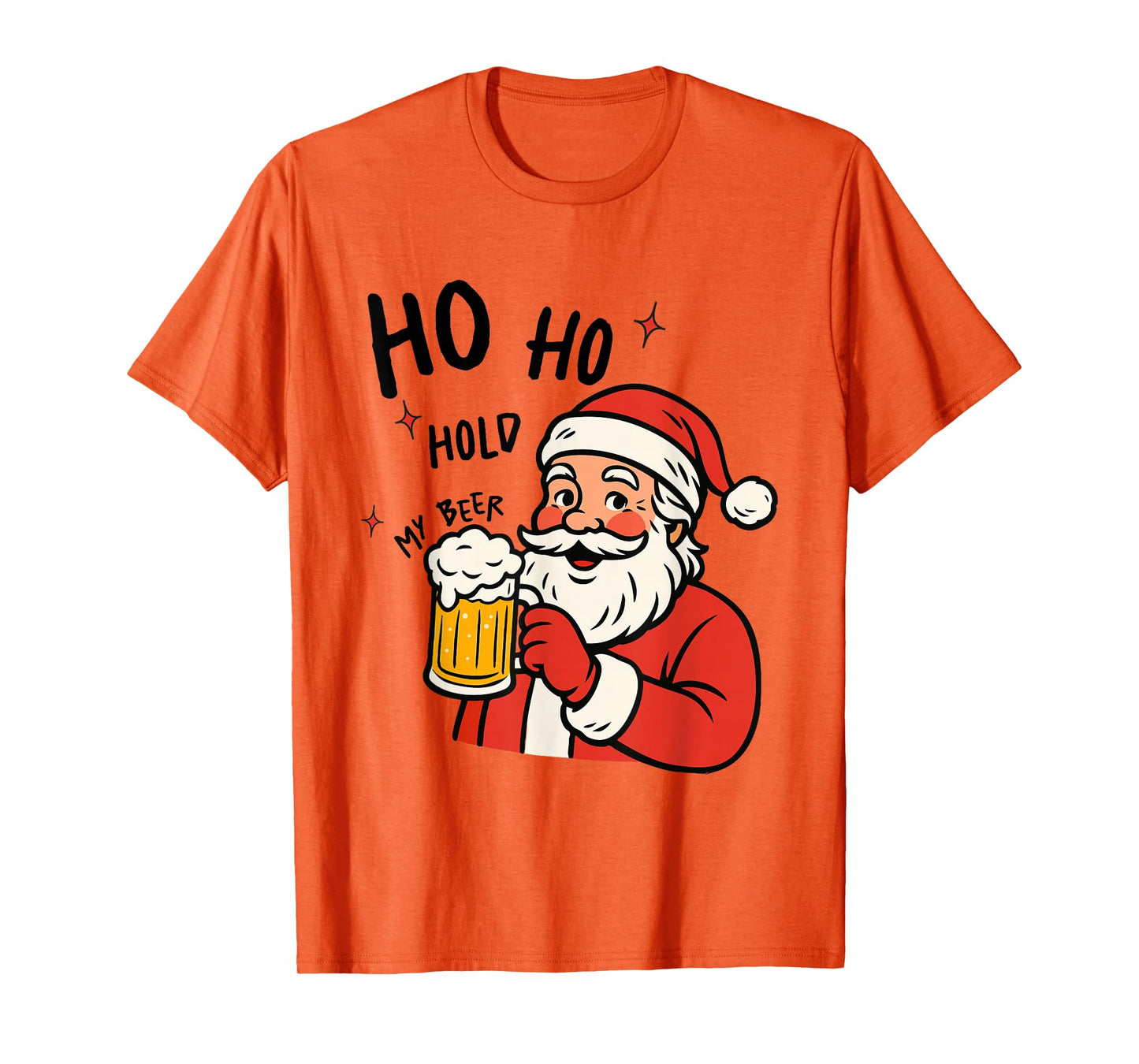Funny Christmas Santa Ho Ho Hold My Beer Drinking Cute Xmas T-Shirt
