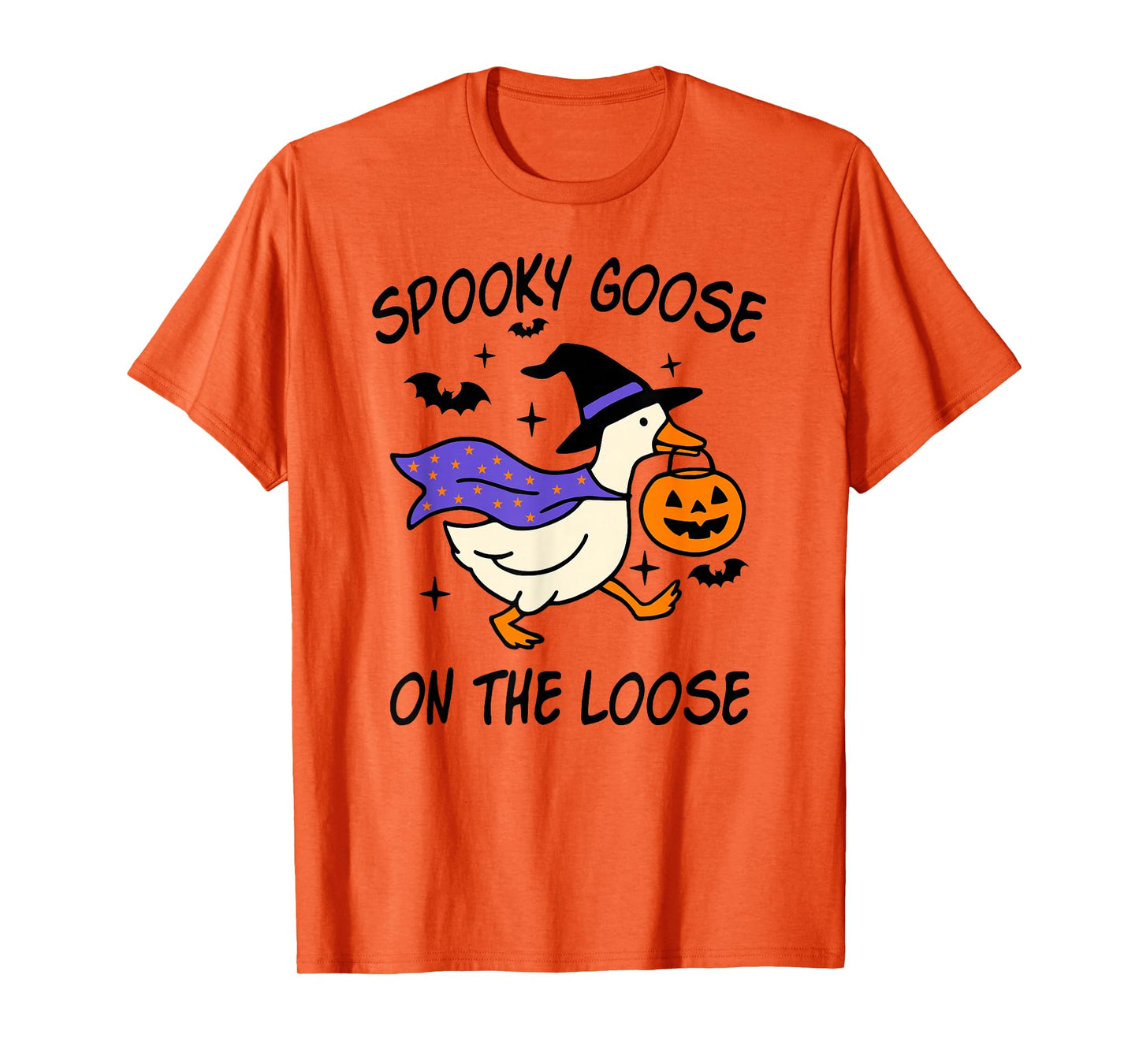 Spooky Goose On The Loose Witches Hat & Cape Funny Halloween T-Shirt