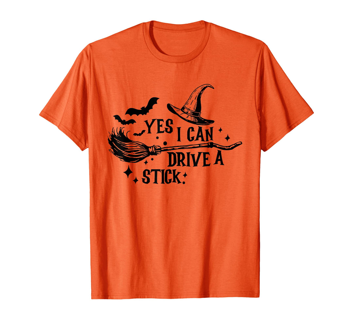 Yes I Can Drive A Stick Funny Halloween Spooky Witch T-Shirt