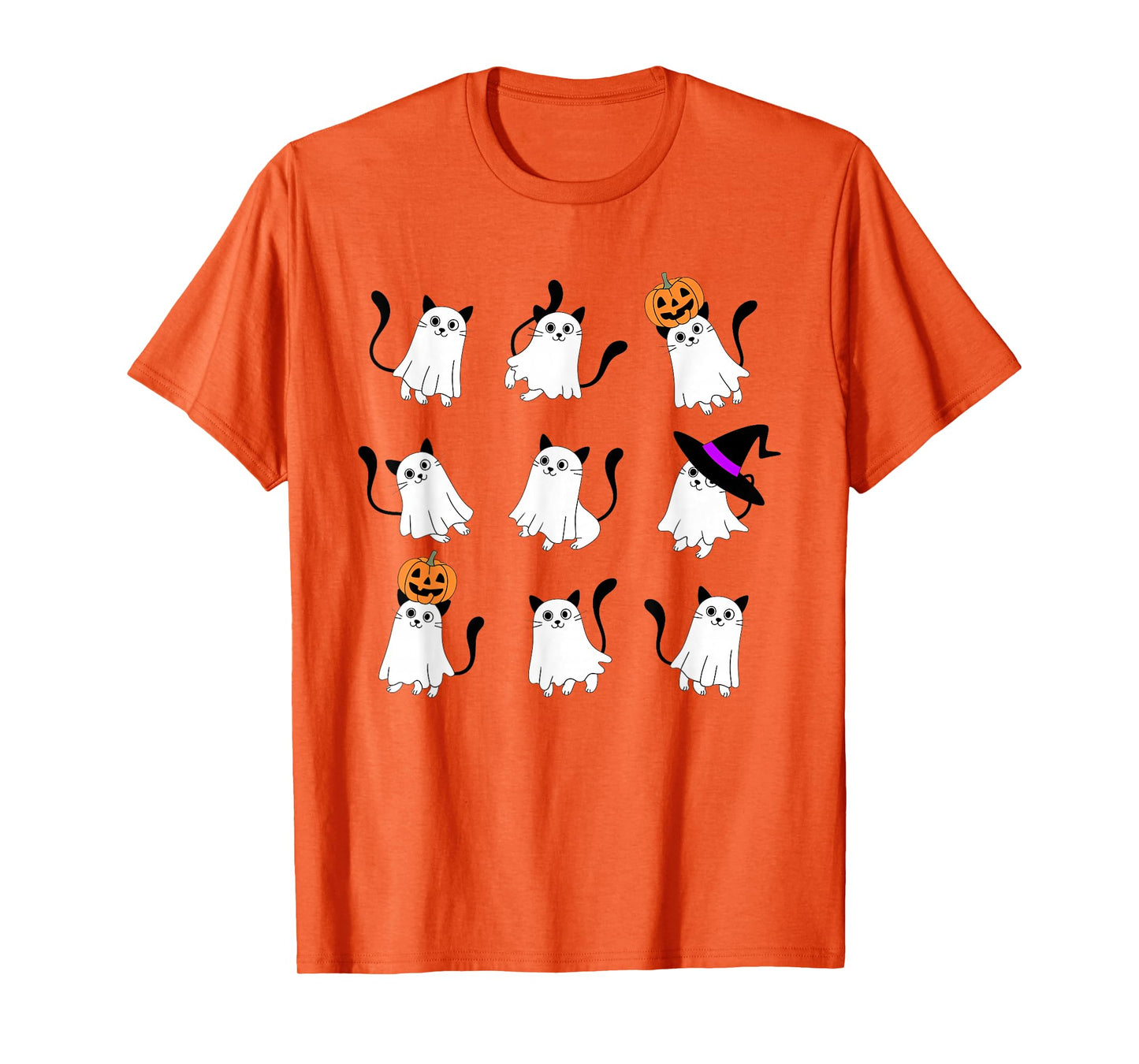 Cute Ghost Cat Funny Halloween Outfit Costumes Black Cat T-Shirt