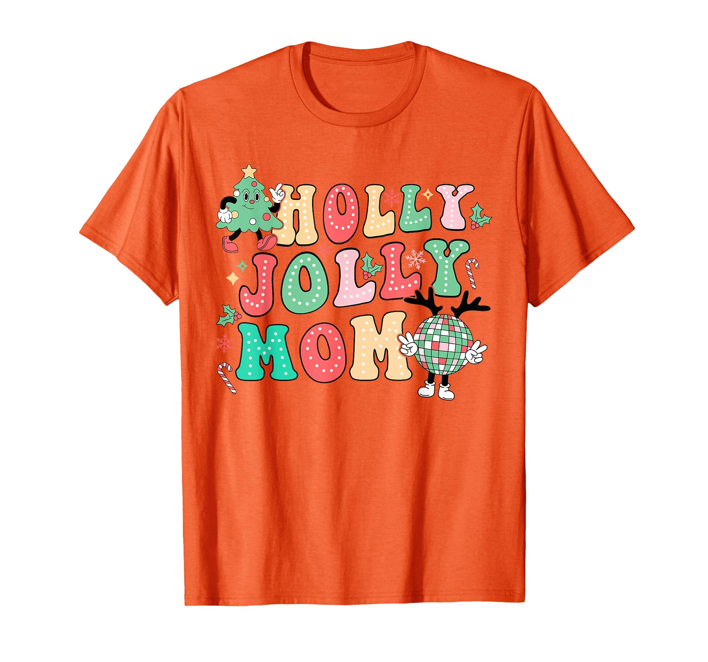 Groovy Holly Xmas Jolly Mom Christmas Vibes Matching Family T-Shirt
