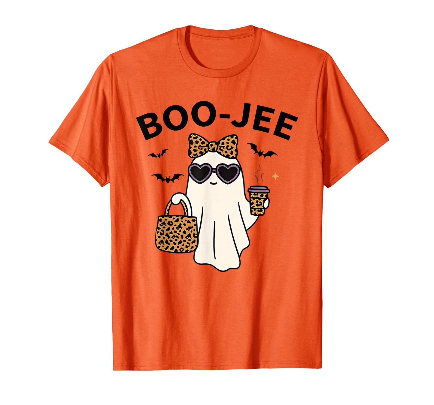 Coquette Leopard Ghost Coffee Boo-JEE Halloween Boujee Ghost T-Shirt