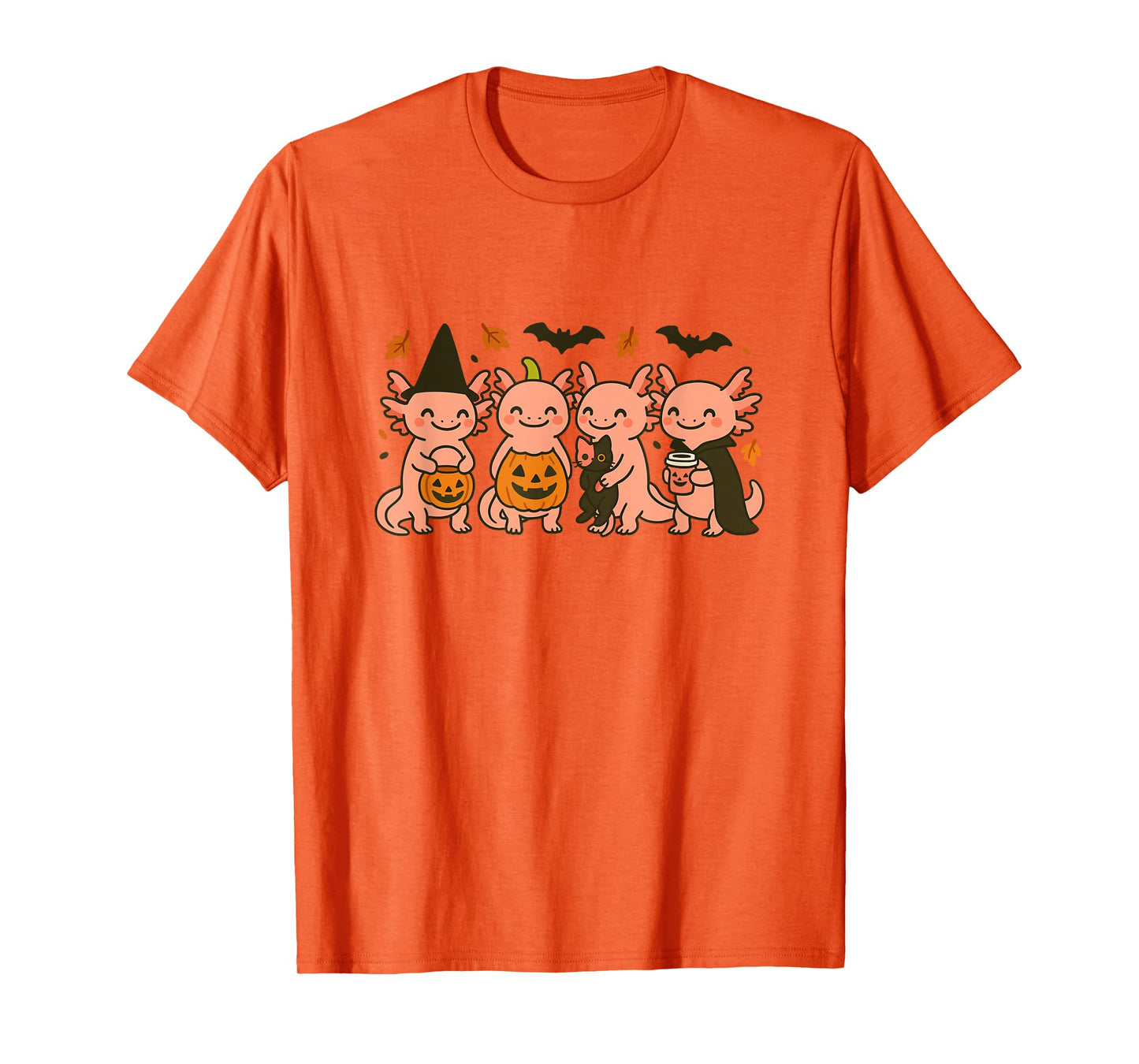 Fall Axolotl Halloween Witch Axolotl Trick or Treat Pumpkin T-Shirt