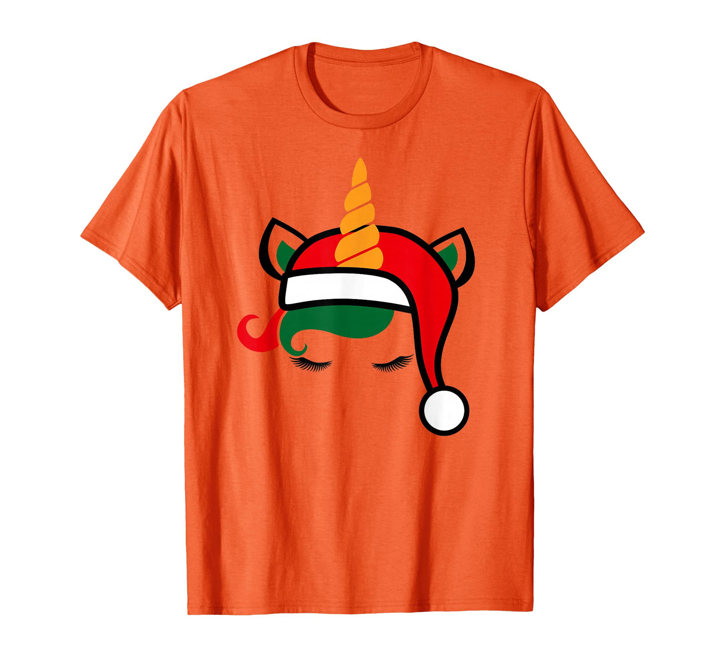 Unicorn Face Santa Hat Cute Christmas Costume T-Shirt
