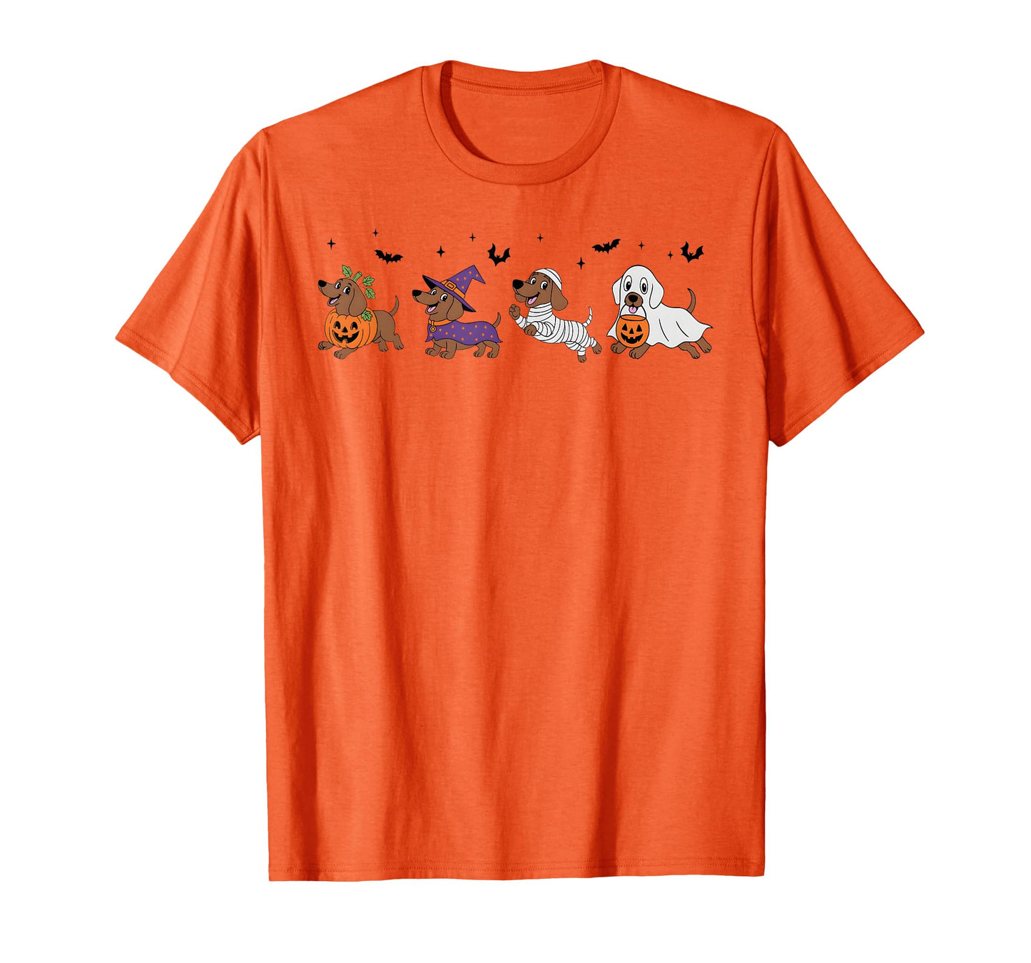 Dachshund Dog Witch Happy Halloweenie Spooky Season T-Shirt