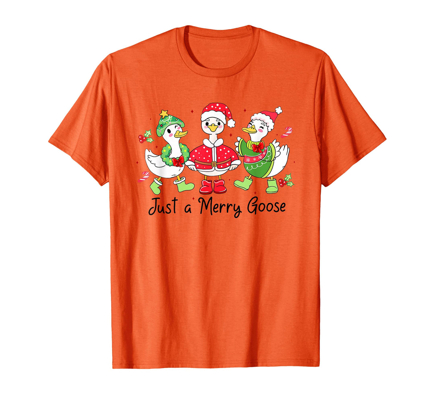 Retro Just A Merry Goose Funny Cute Goose Lovers Merry Xmas T-Shirt
