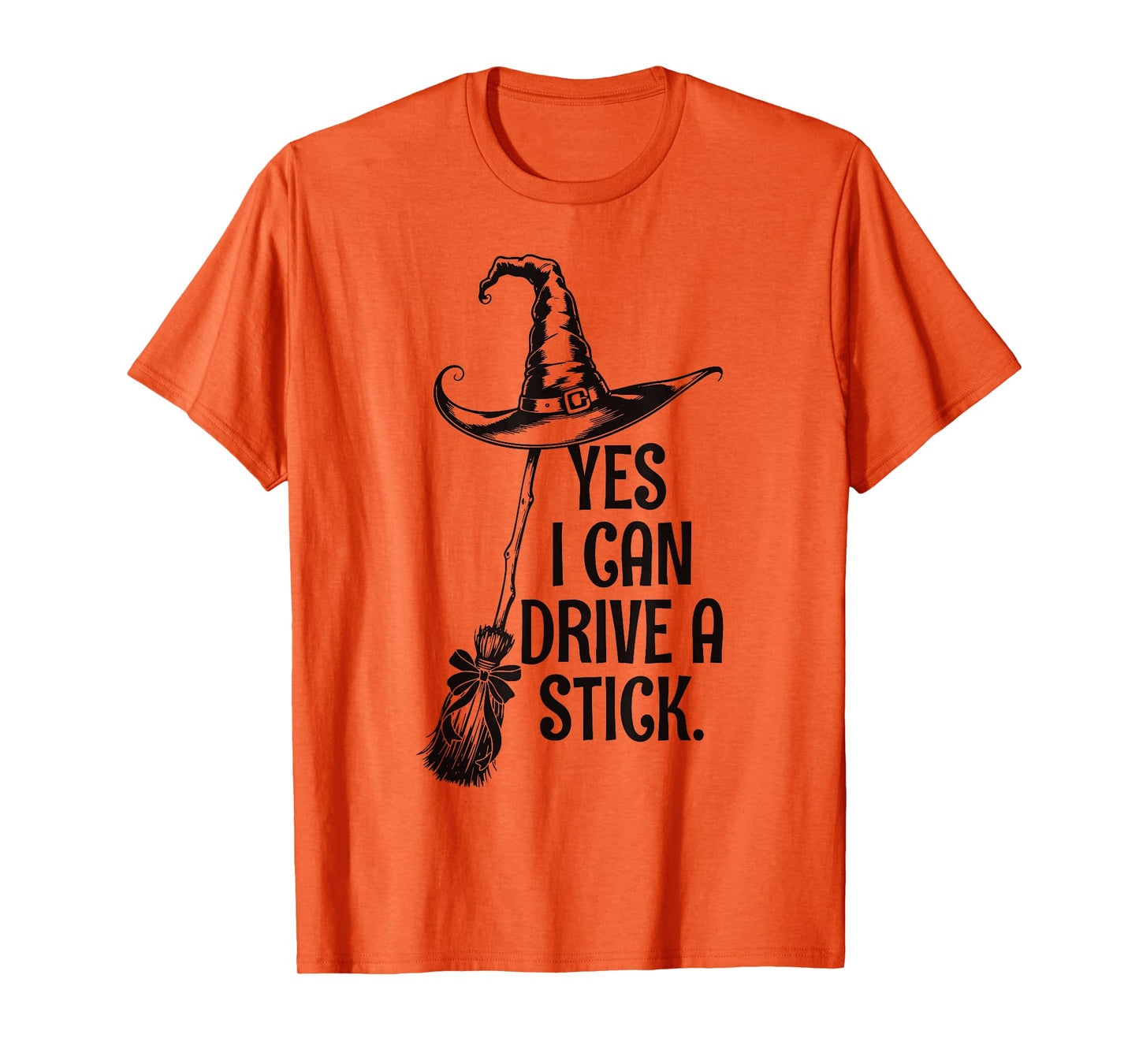 Yes I Can Drive A Stick Funny Halloween Spooky Witch T-Shirt