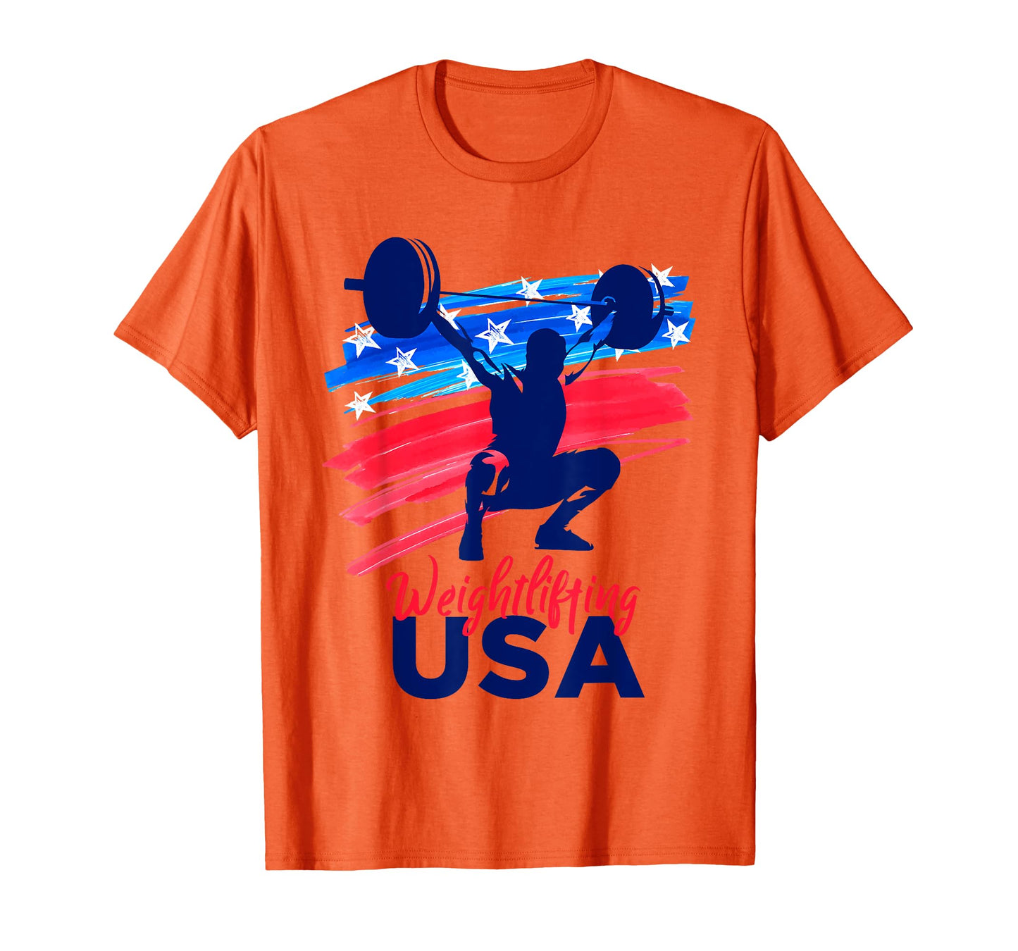 Weightlifting Support Team Flag USA Weights American T-Shirt