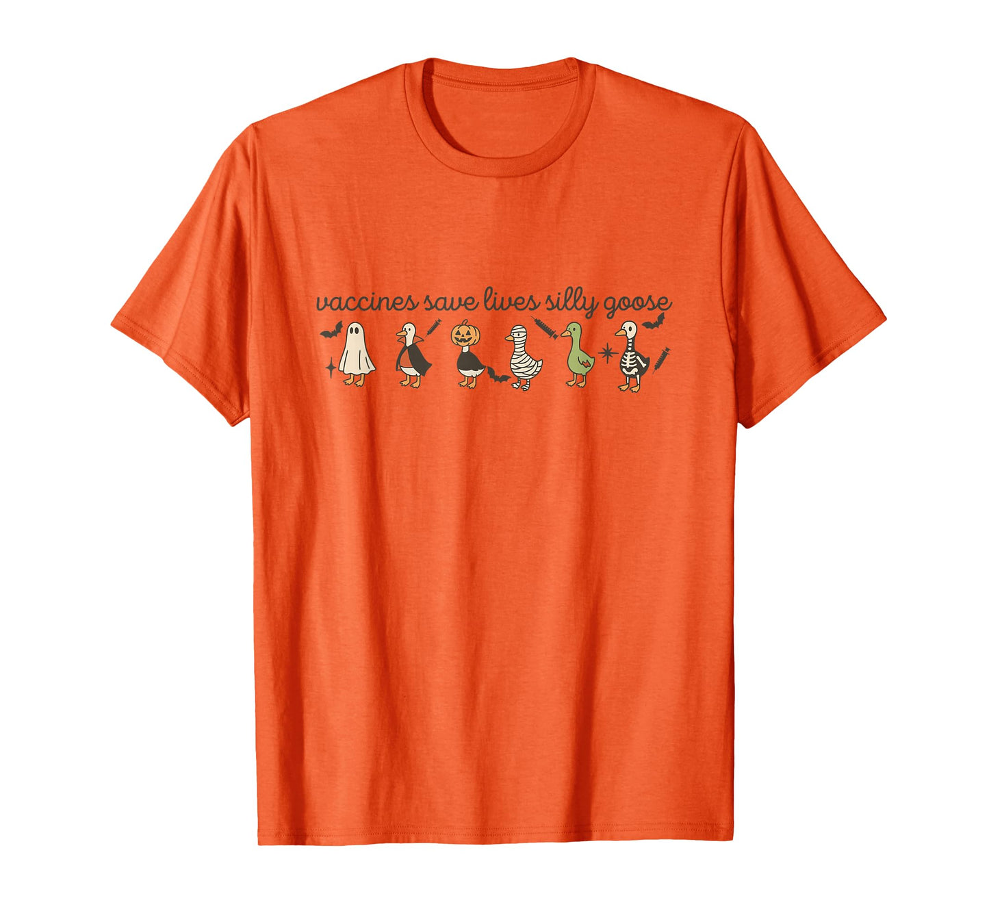 Vaccines Save Lives Silly Goose Halloween Goose Witch Farm T-Shirt