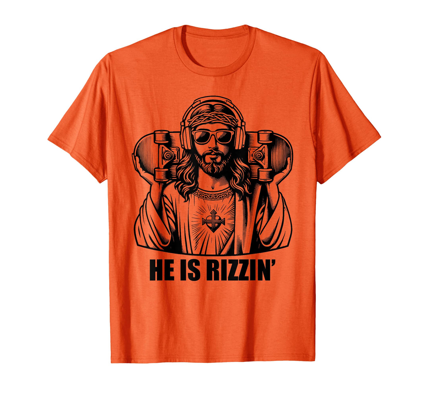 He Is Rizzin Jesus Skateboard Easter Religious Risin Church T-Shirt