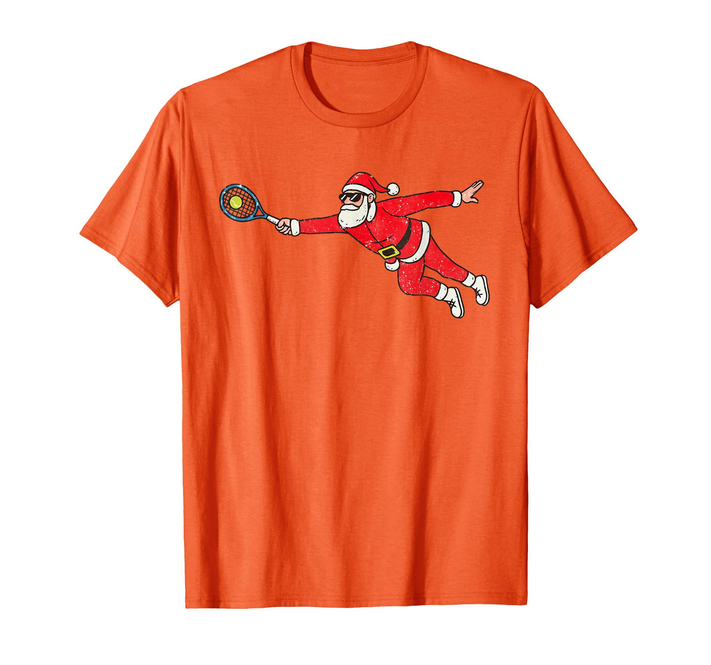 Santa Playing Tennis Christmas Vintage Funny Xmas T-Shirt
