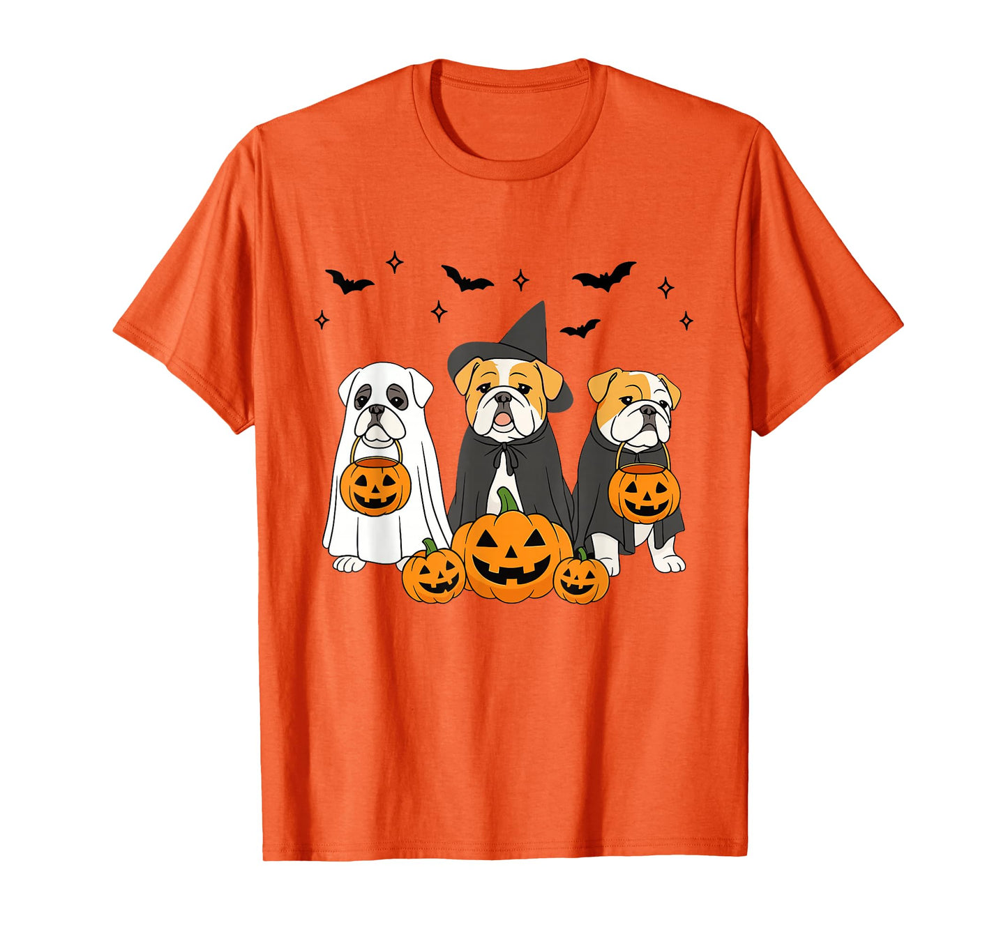 Witch English Bulldog Halloween Ghost Bulldog Dog Mom T-Shirt