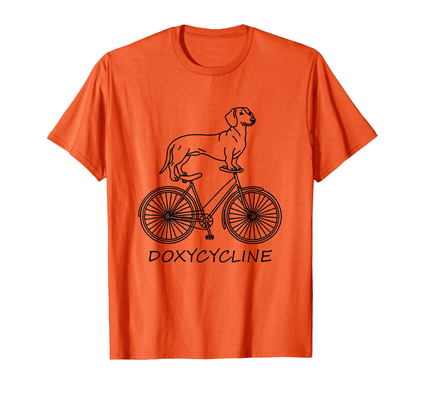 Dachshund on Bicycle Doxycycline Pharmacy Pun Dog Pharmacist T-Shirt for Men Women