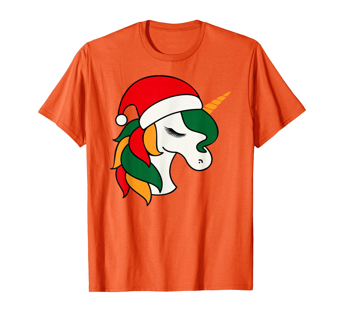 Christmas Unicorn Face Cute Santa Hat T-Shirt