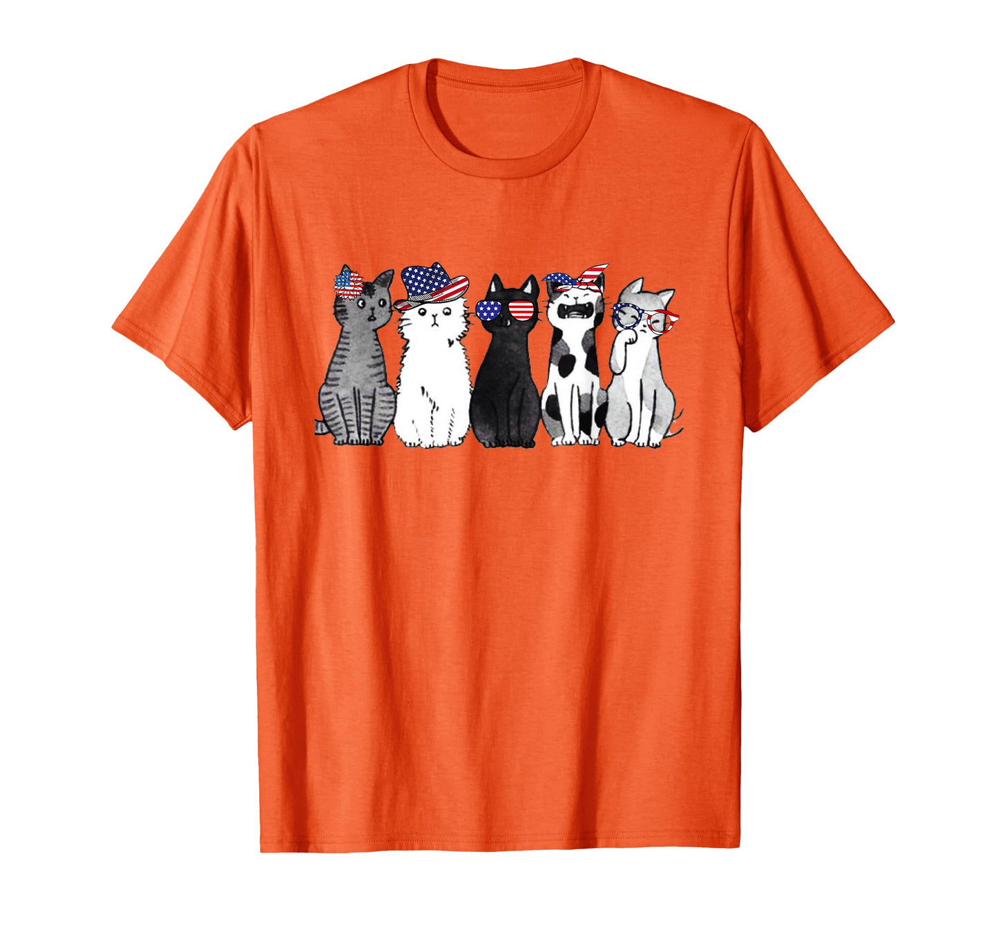 cat lover July 4th Forth of July funny cats American Flag T-Shirt