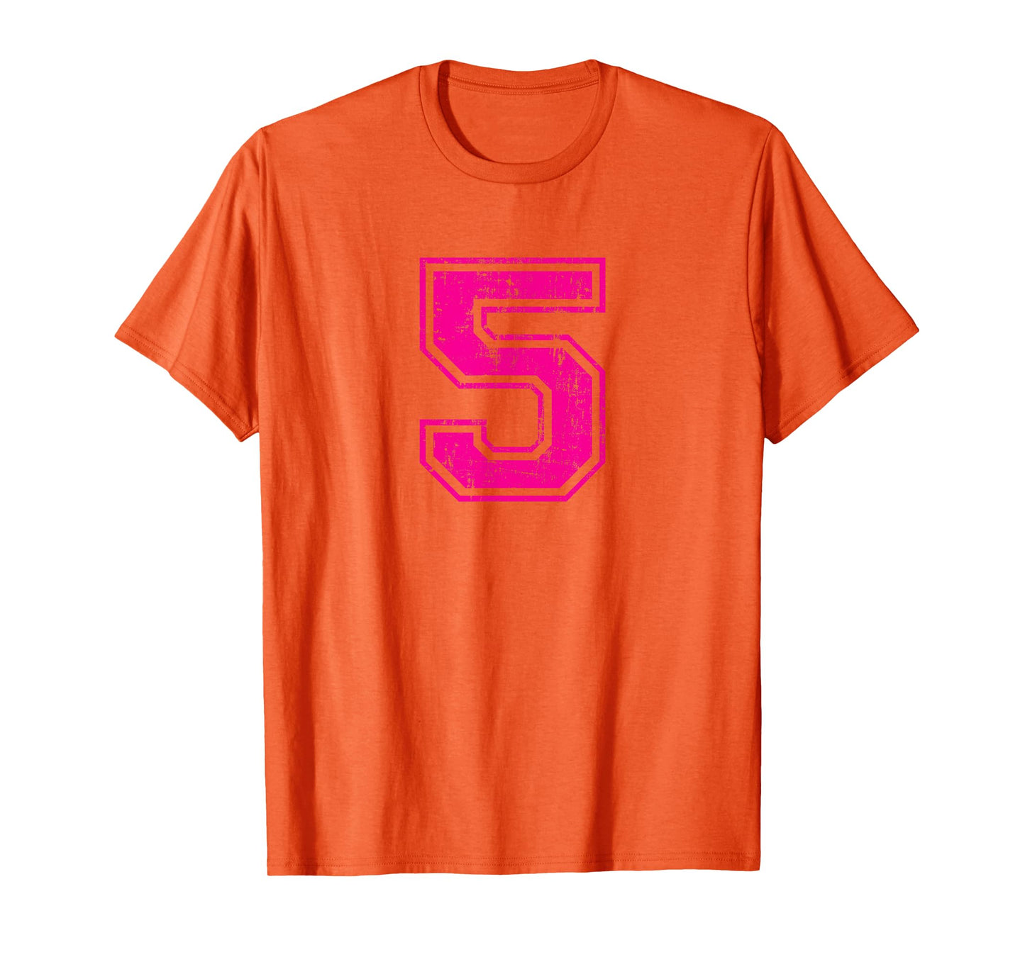 Number 5 Five Varsity Distressed Vintage Sport Team Player's T-Shirt