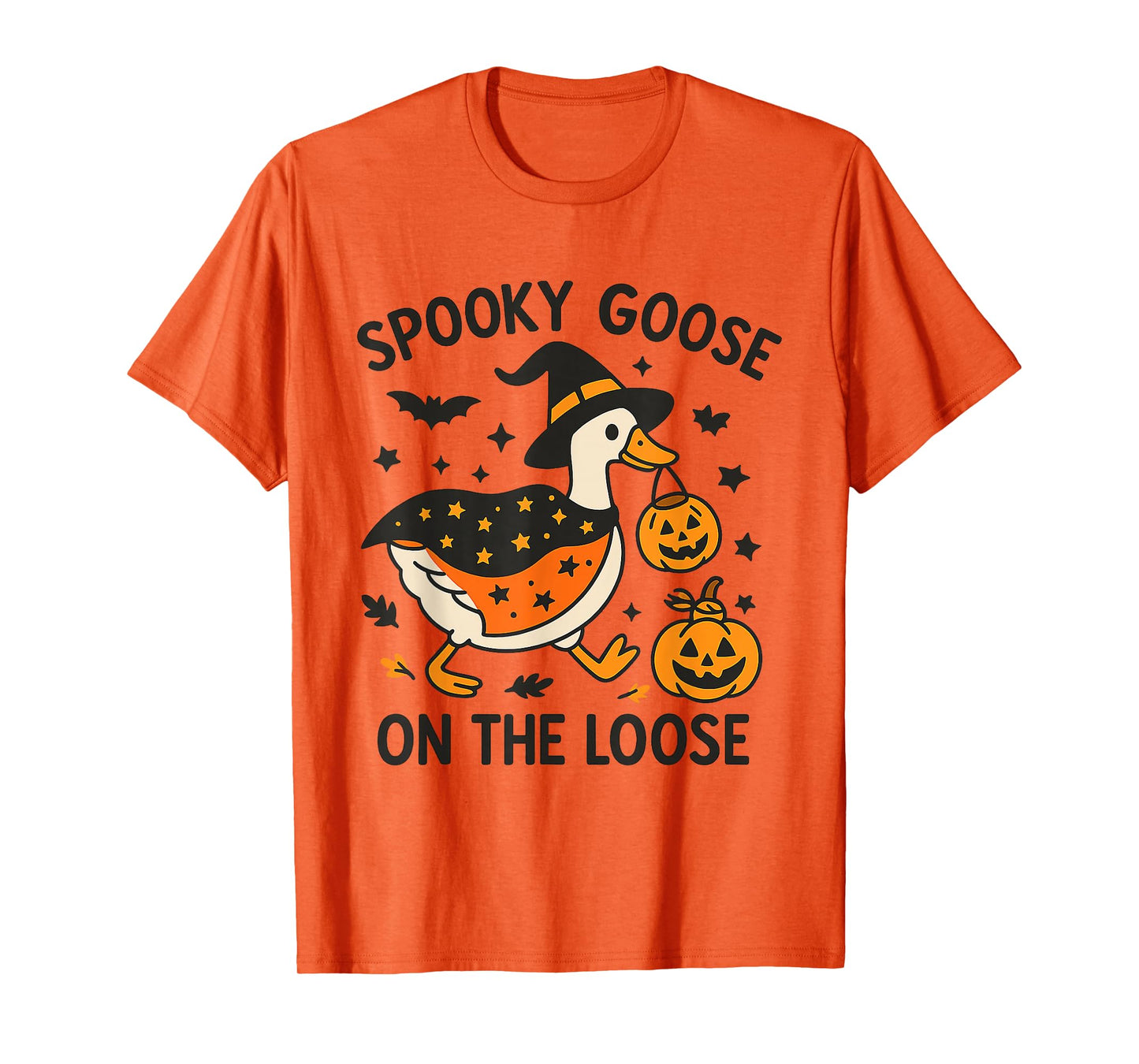 Spooky Goose On The Loose Witch Silly Goose Halloween T-Shirt