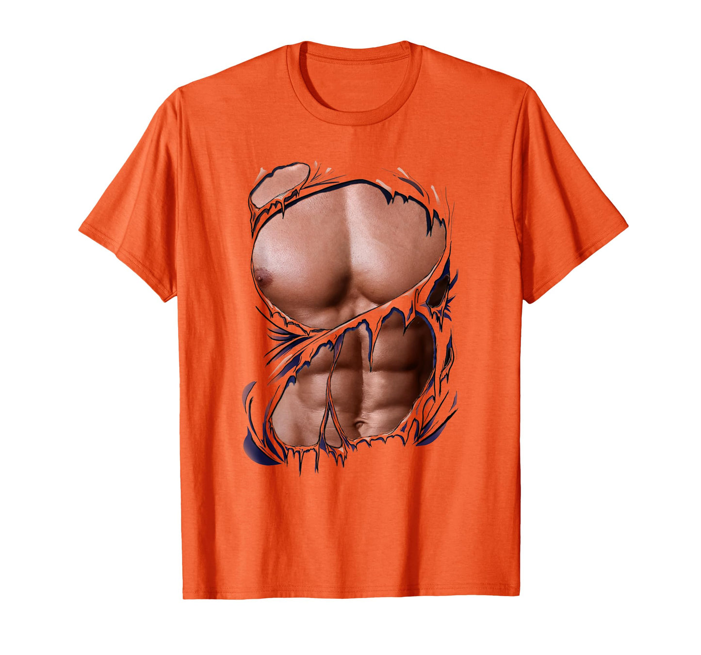 Fake Muscles Ripped Torn Chest Six Pack Abs Fitness Model T-Shirt