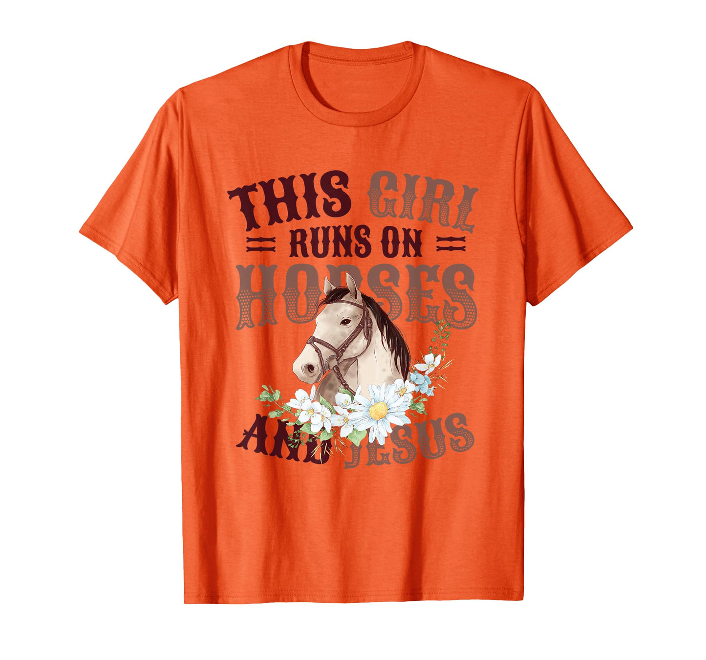 This Girl Runs On Horses And Jesus Girls Horse T-Shirt