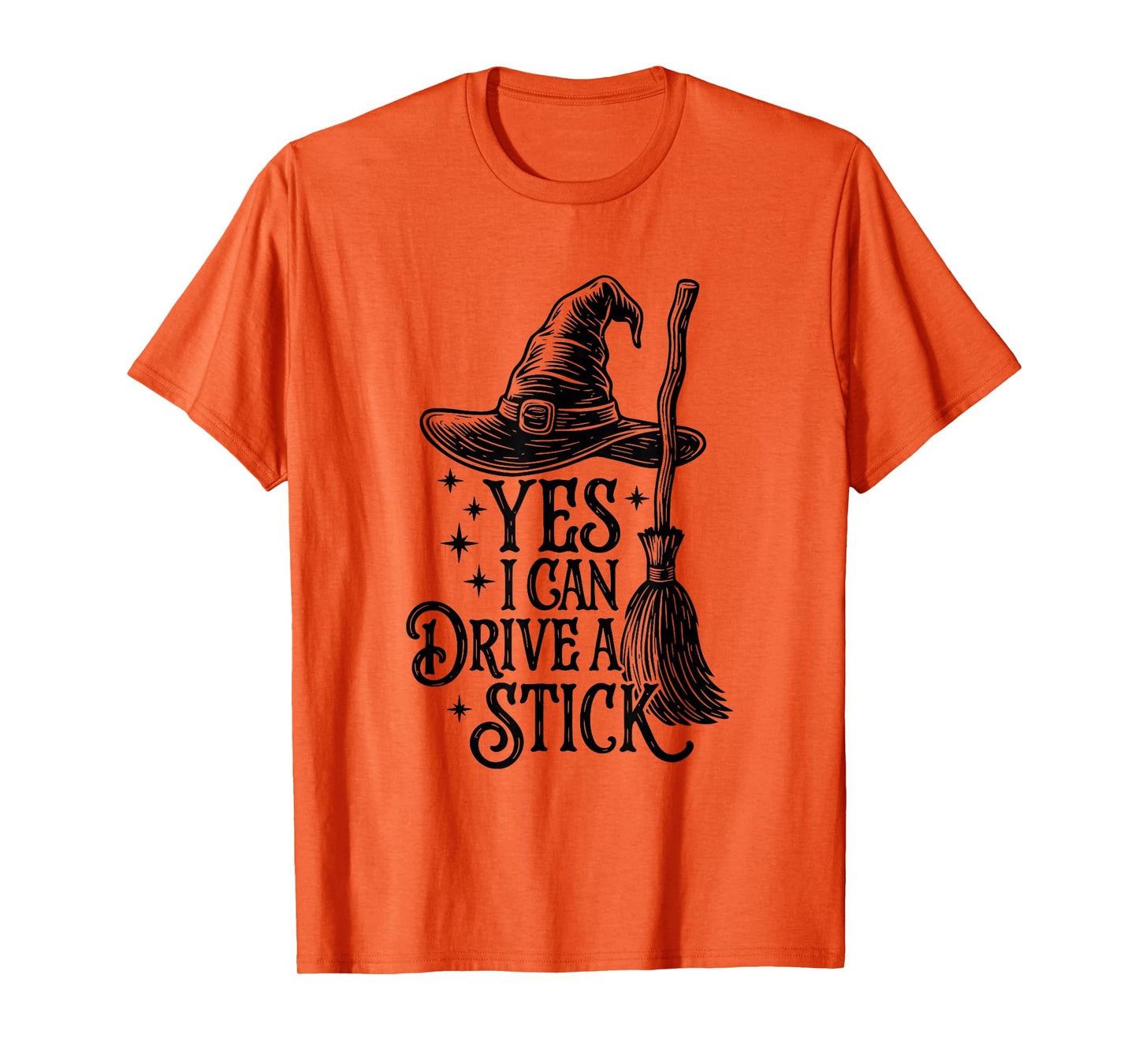 Yes I Can Drive A Stick Funny Halloween Spooky Witch T-Shirt