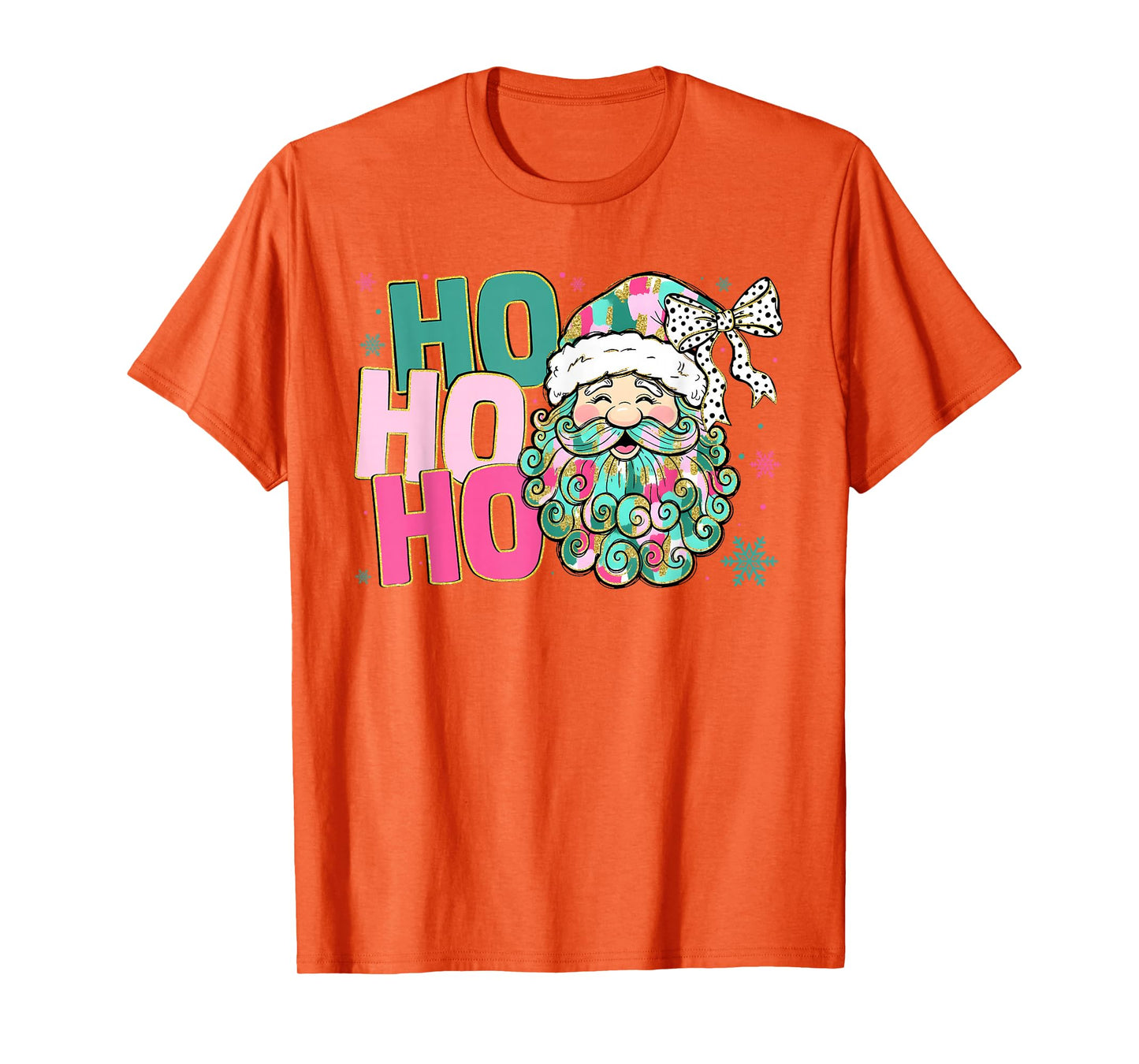 Pink Brushstroke Merry Coquette Christmas Ho Ho Ho Santa Hat T-Shirt