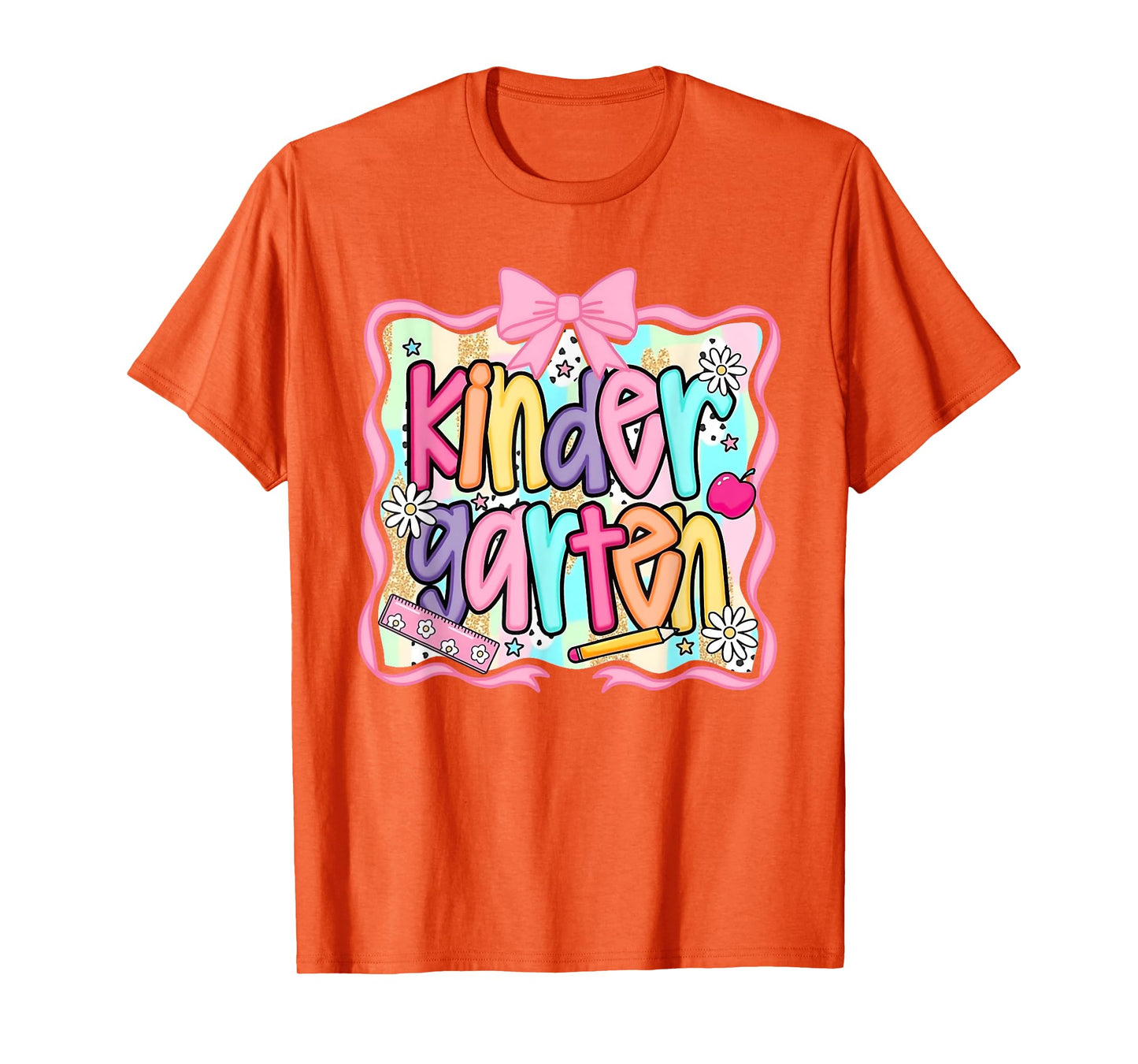 Preppy Kindergarten Teacher Groovy Floral Coquette Pencil T-Shirt